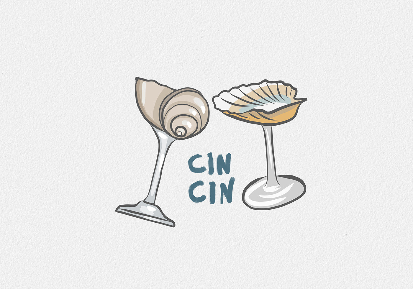 Cin Cin, Seashell Cocktail Glass Plakat - Posterbox.dk