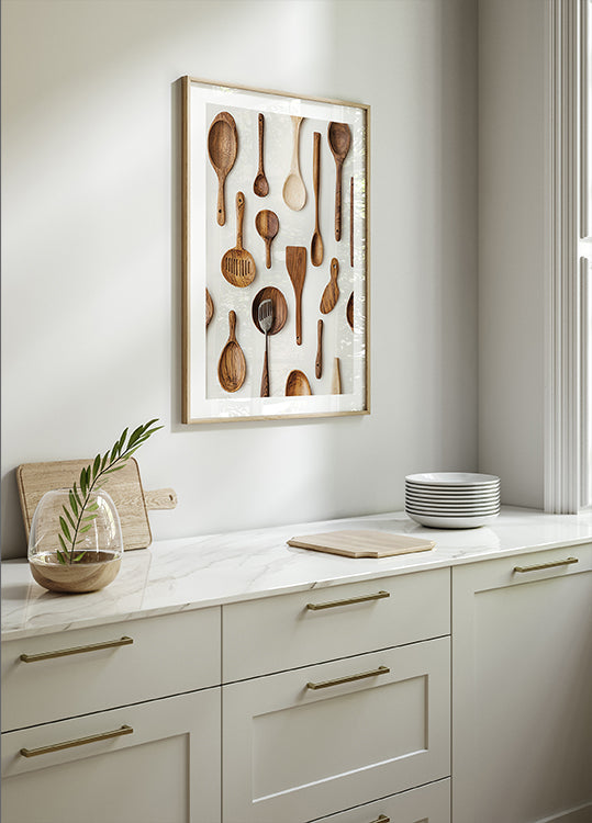 Rustic Wooden Kitchen Utensils Plakat - Posterbox.dk