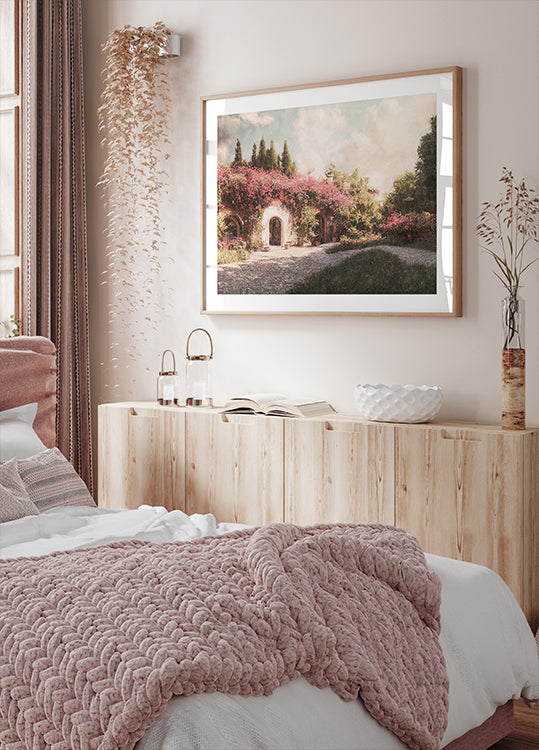 Vintage Floral Courtyard, Romantic Nature Plakat - Posterbox.dk