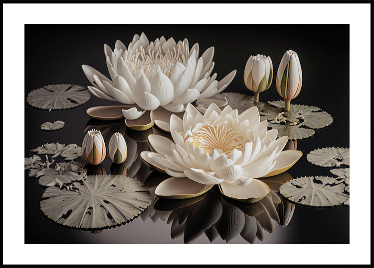 White Lotus Flowers Plakat - Posterbox.dk