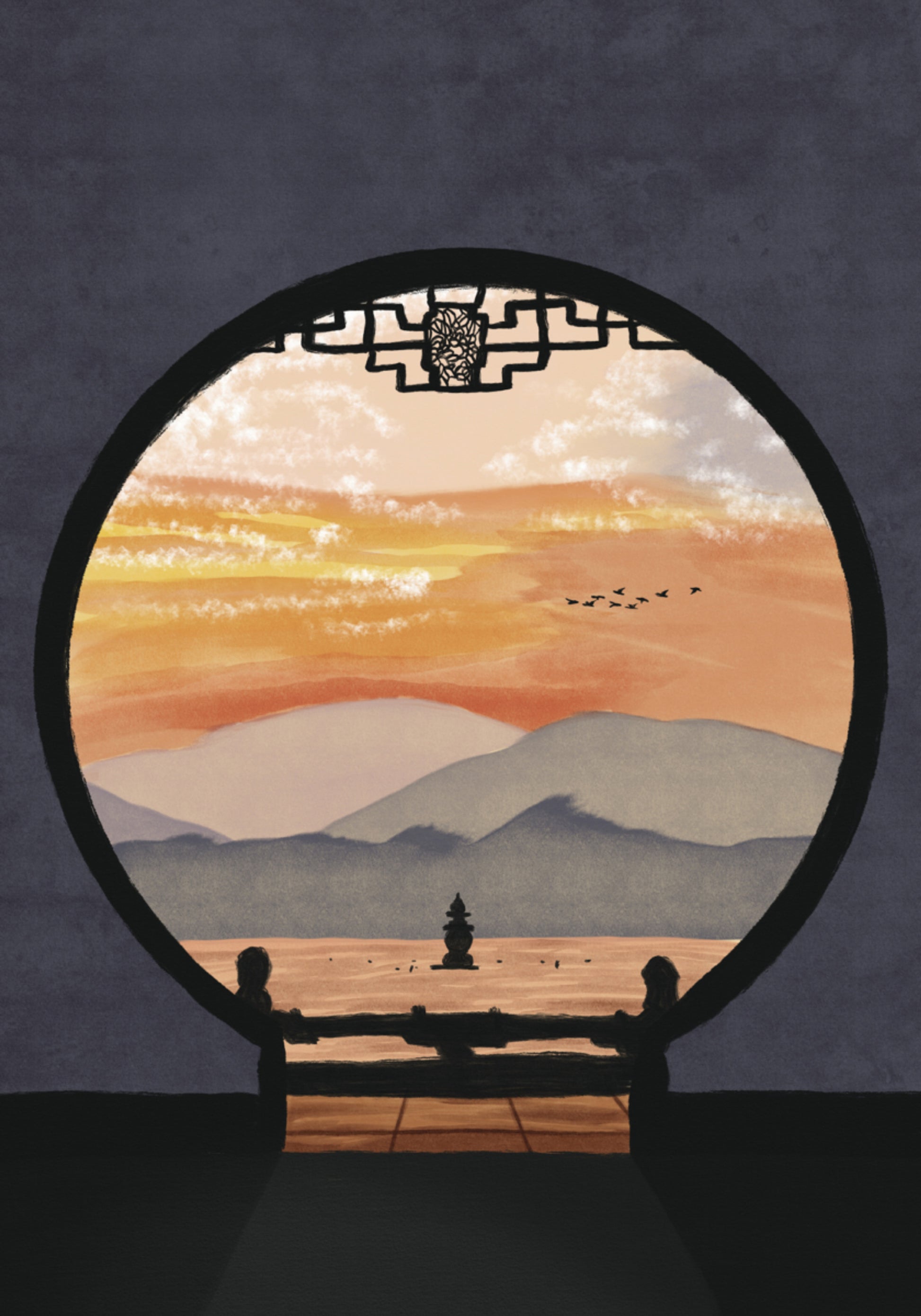 Aziatische pagode zonsondergang