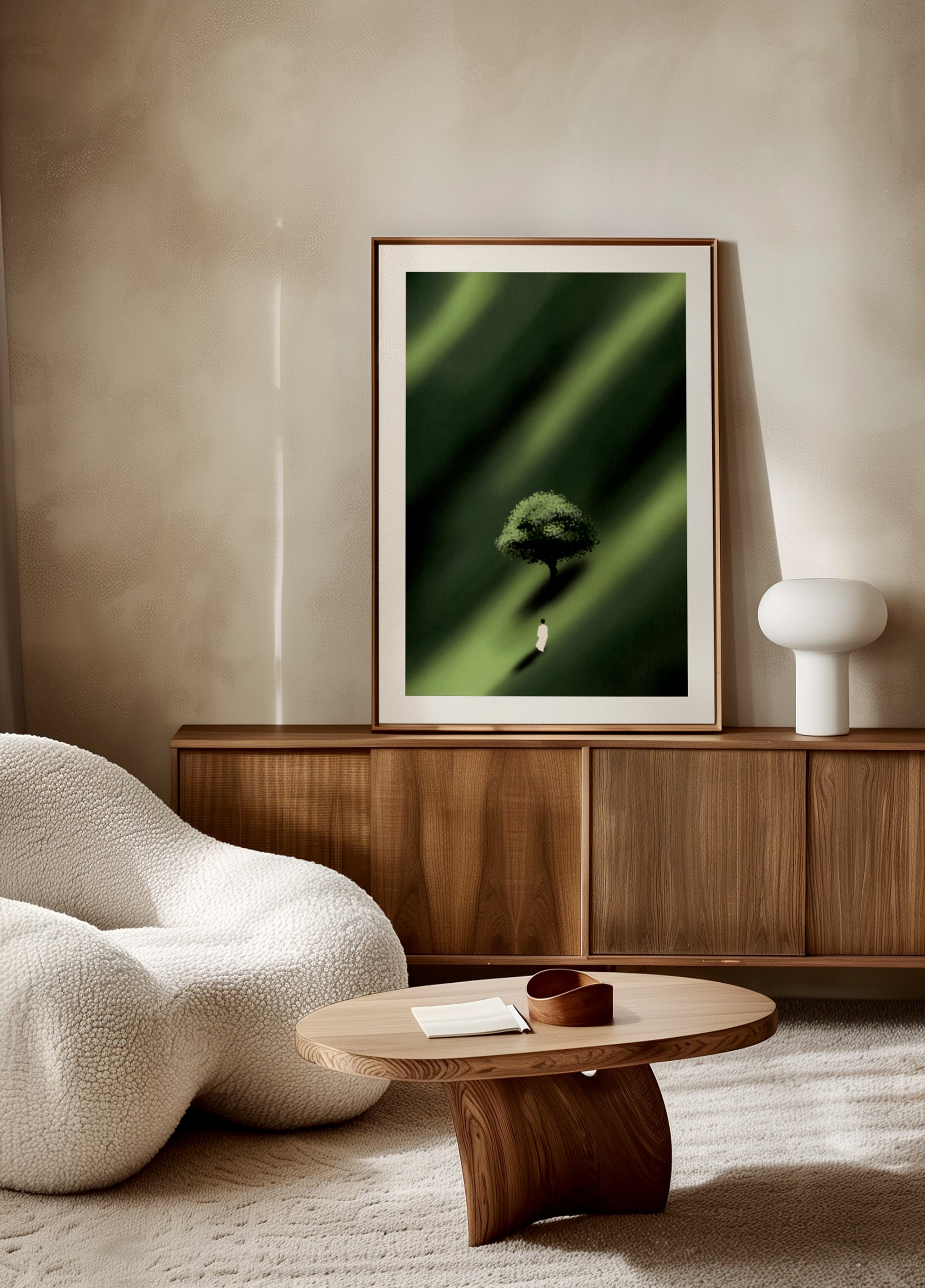Eenzaam figuur groen pad