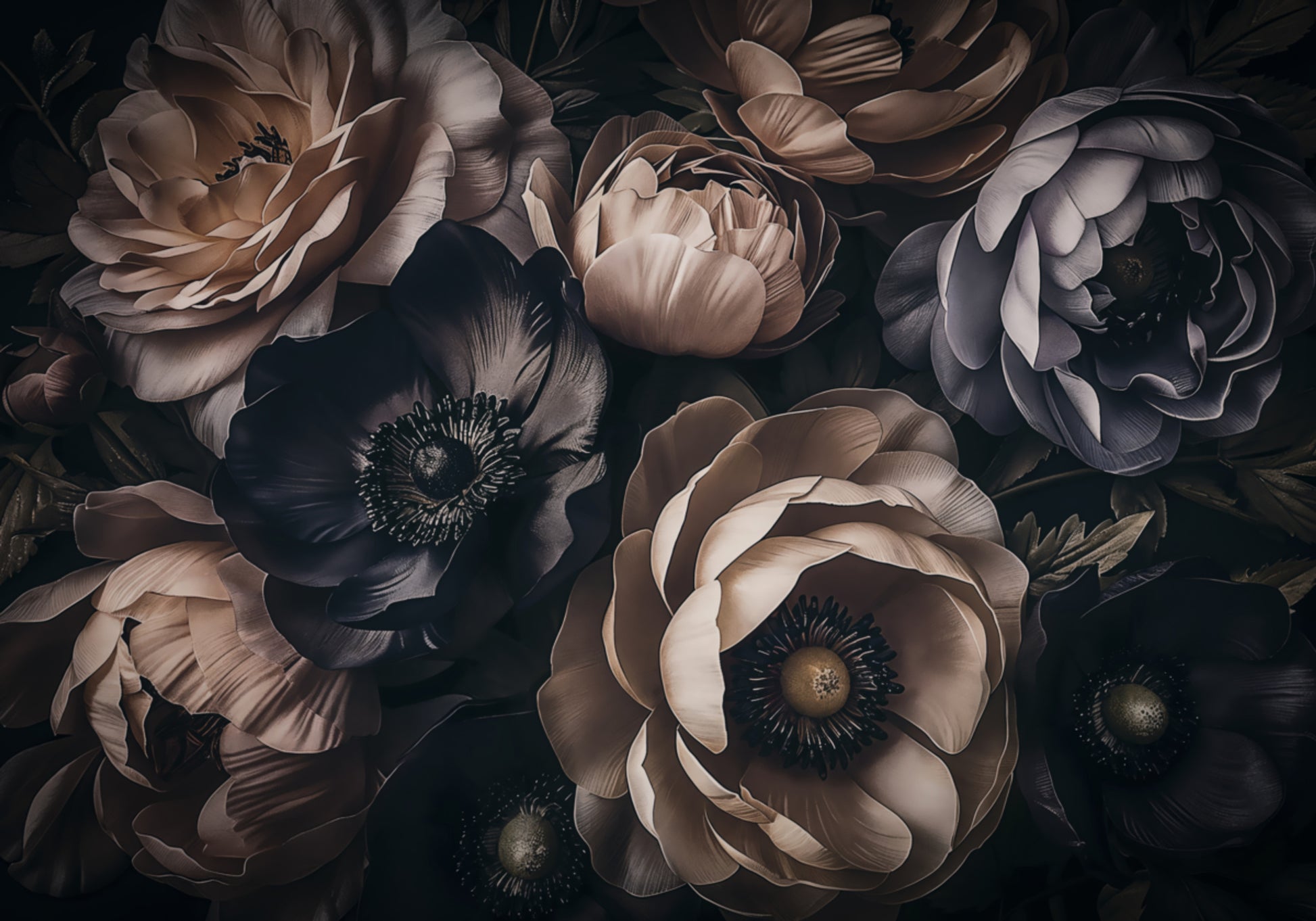 Elegante donkere bloemen