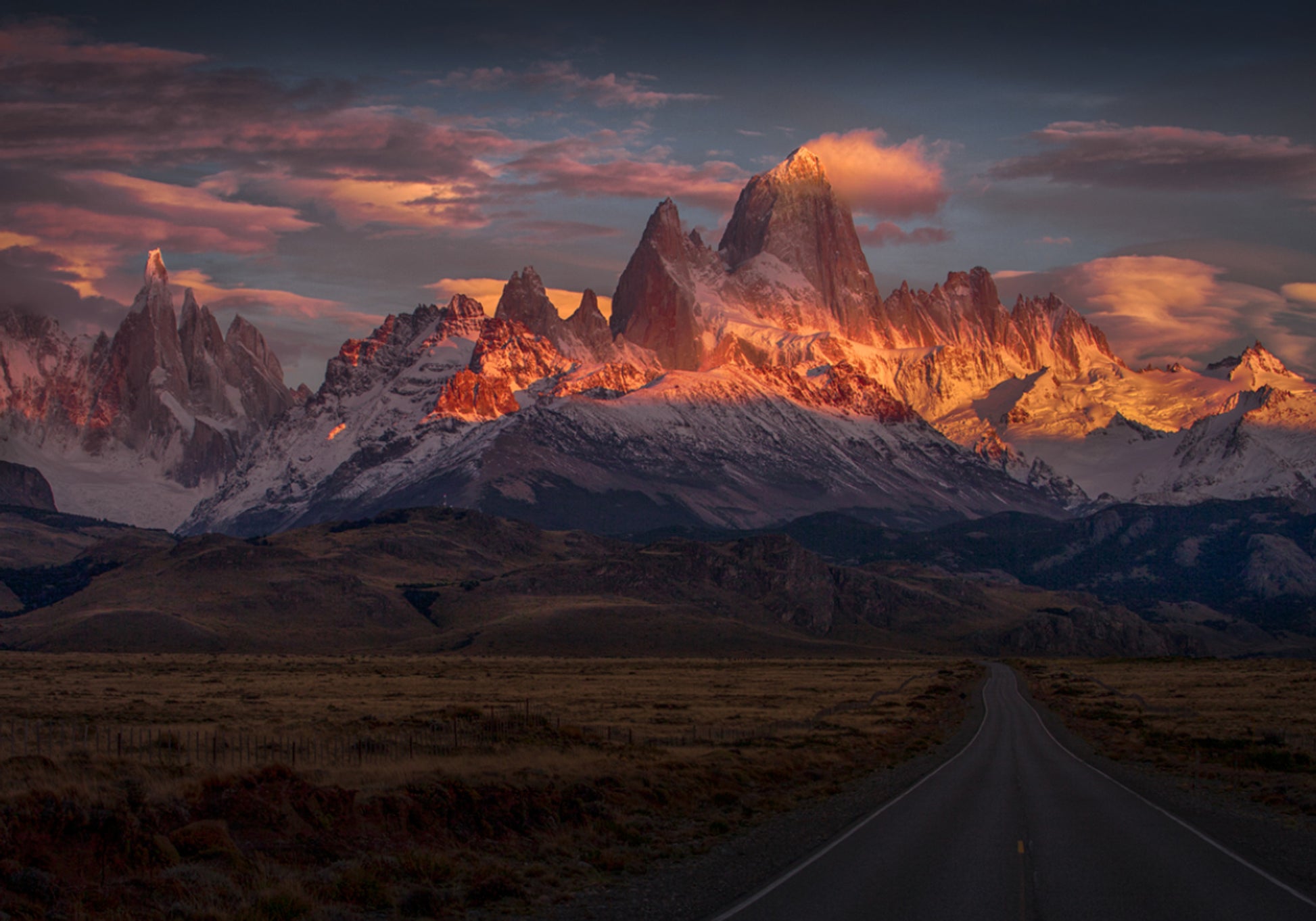 Gouden zonsondergang in Patagonië
