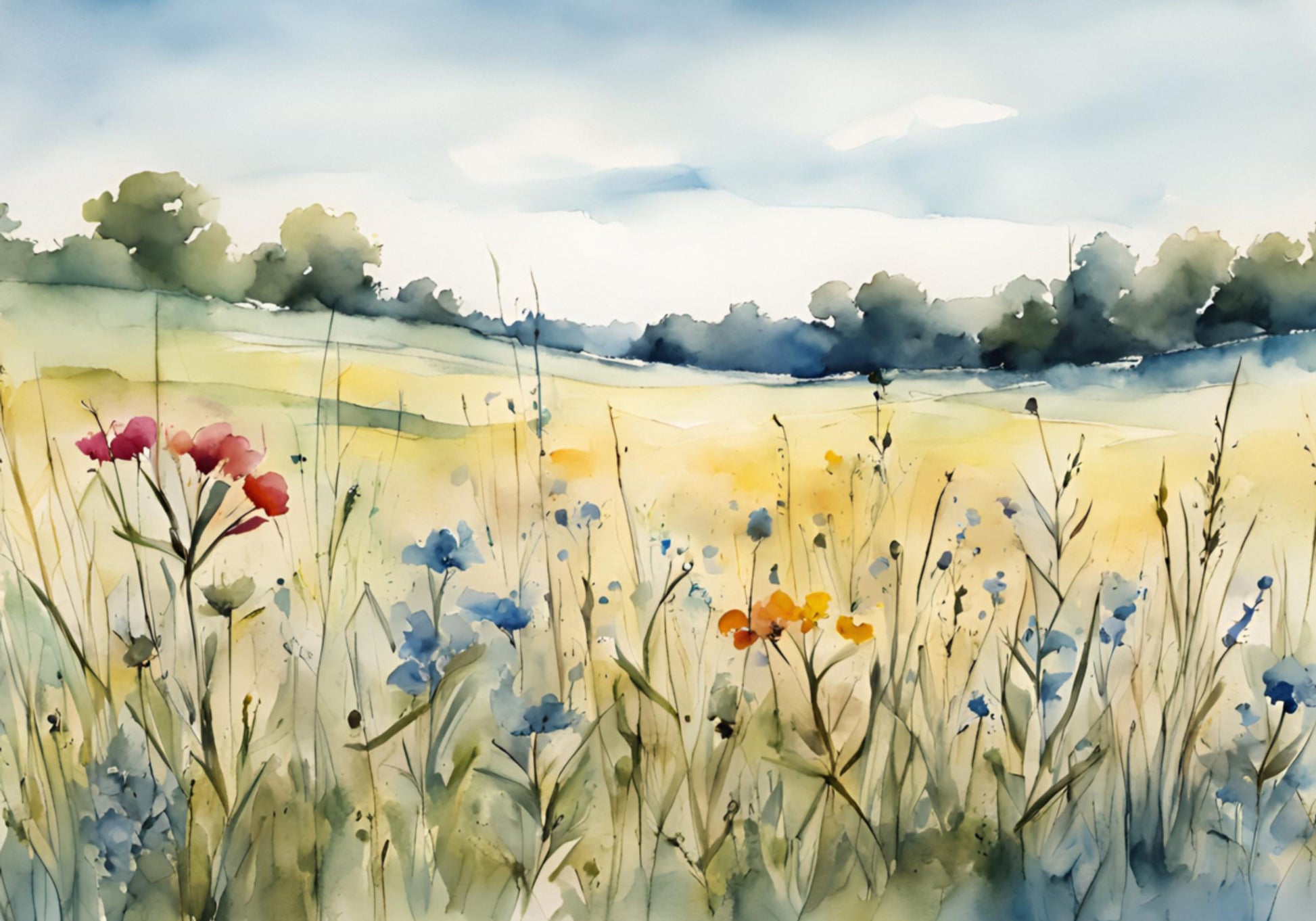 Wildflower veld aquarel