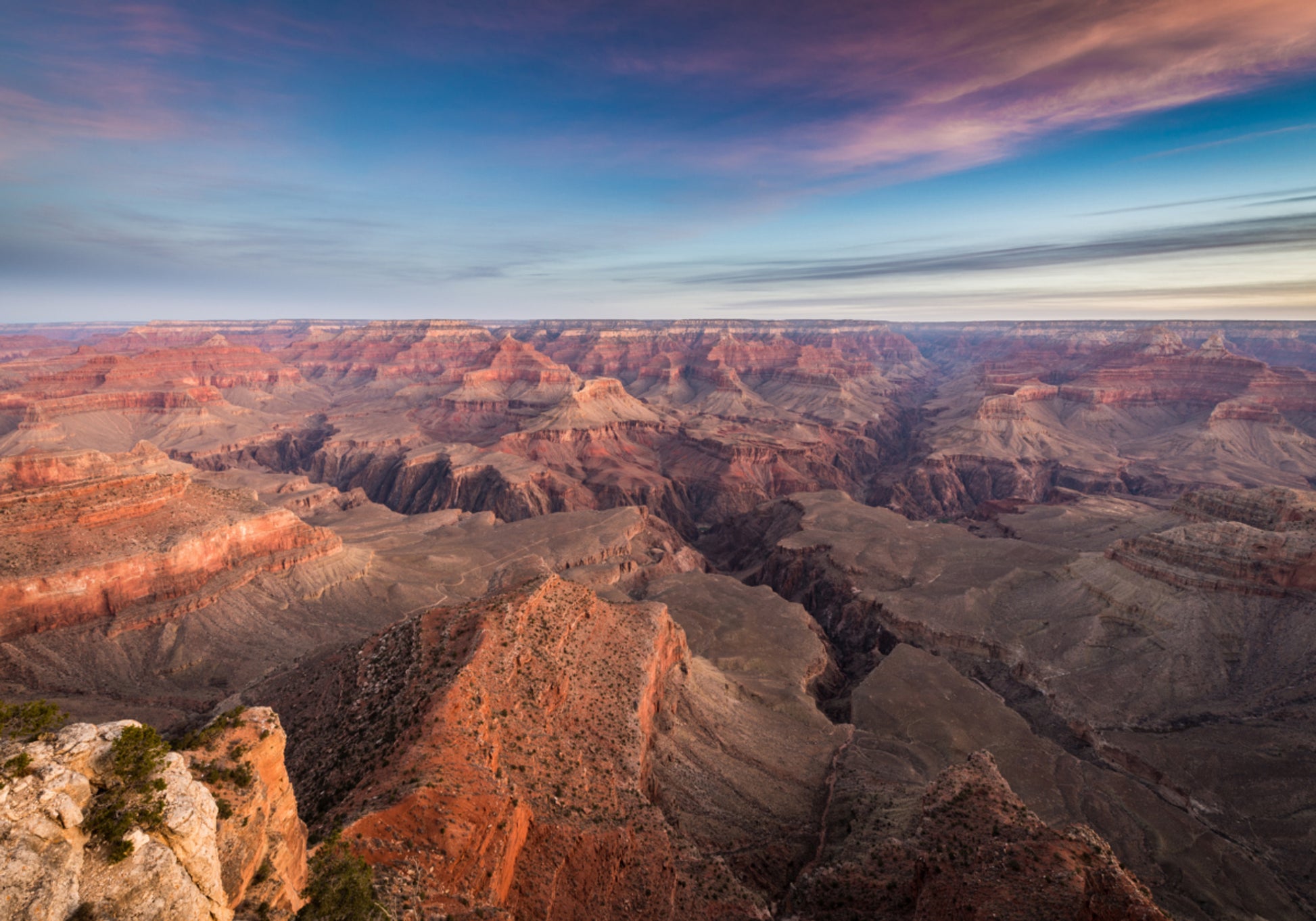 Uitzicht op zonsopgang in de Grand Canyon