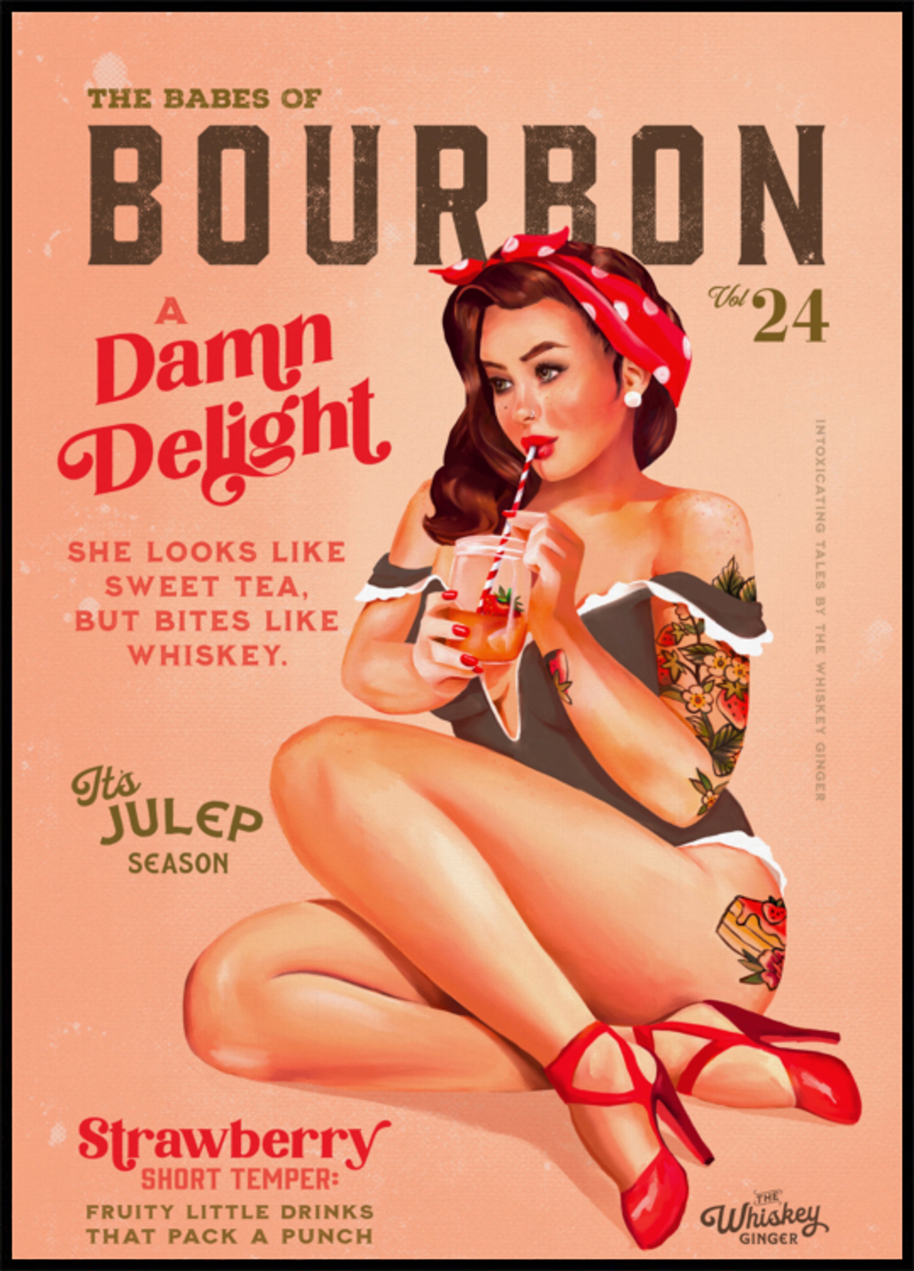 Bourbon Babes Vol 22 Vintage Pinup-meisje dat een cocktail drinkt