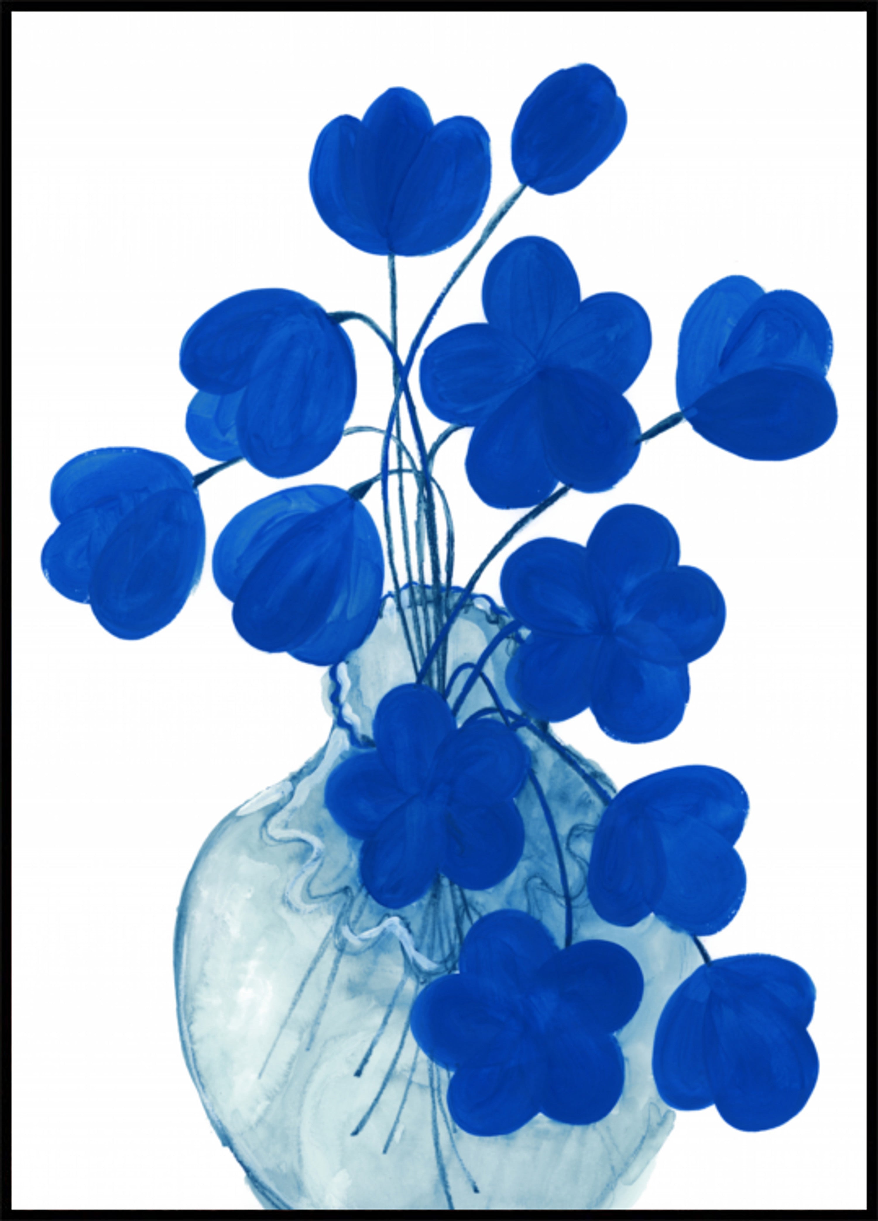 Diepblauwe bloemenvaas