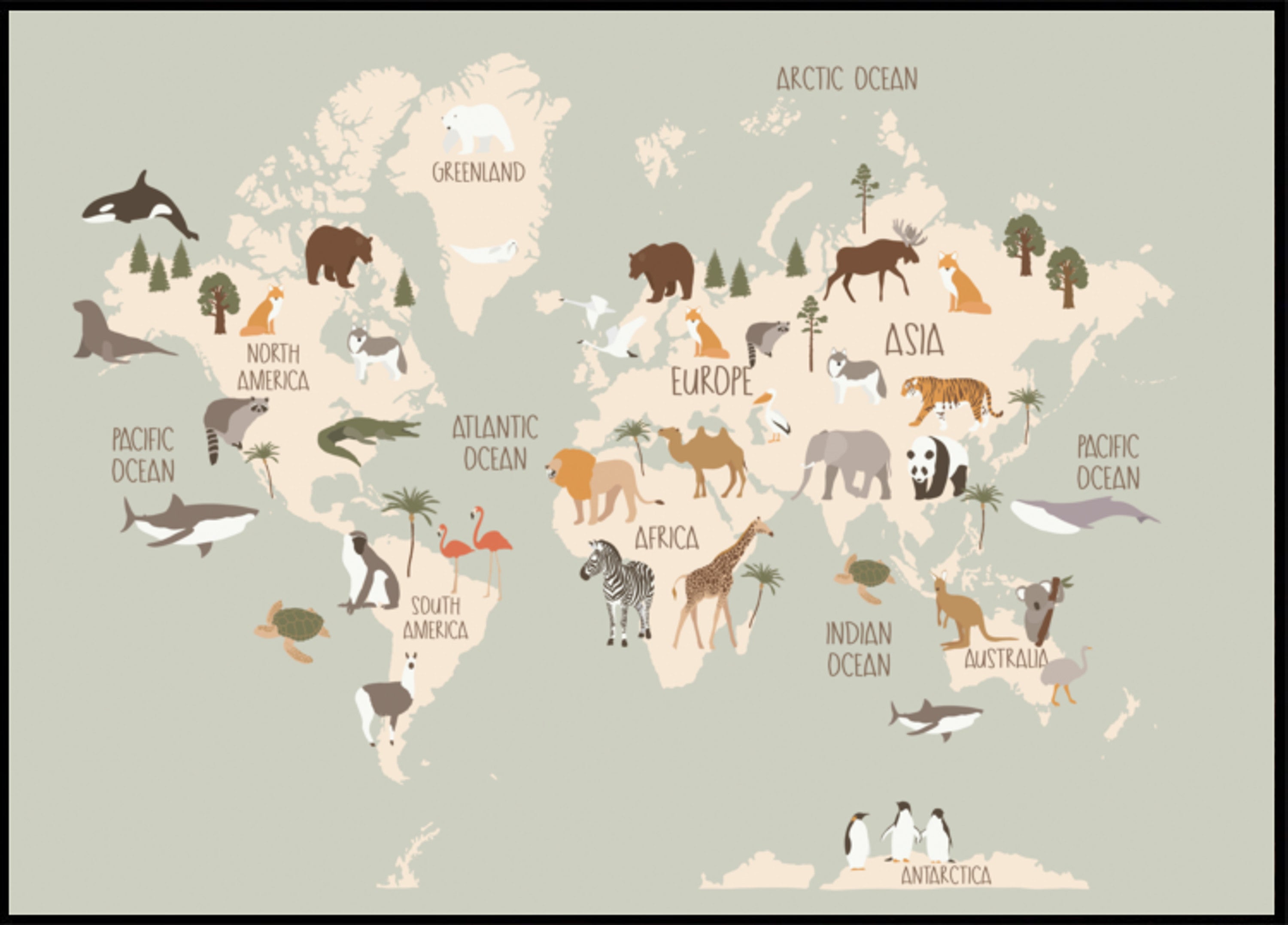 Wereldkaart voor dieren in het wild