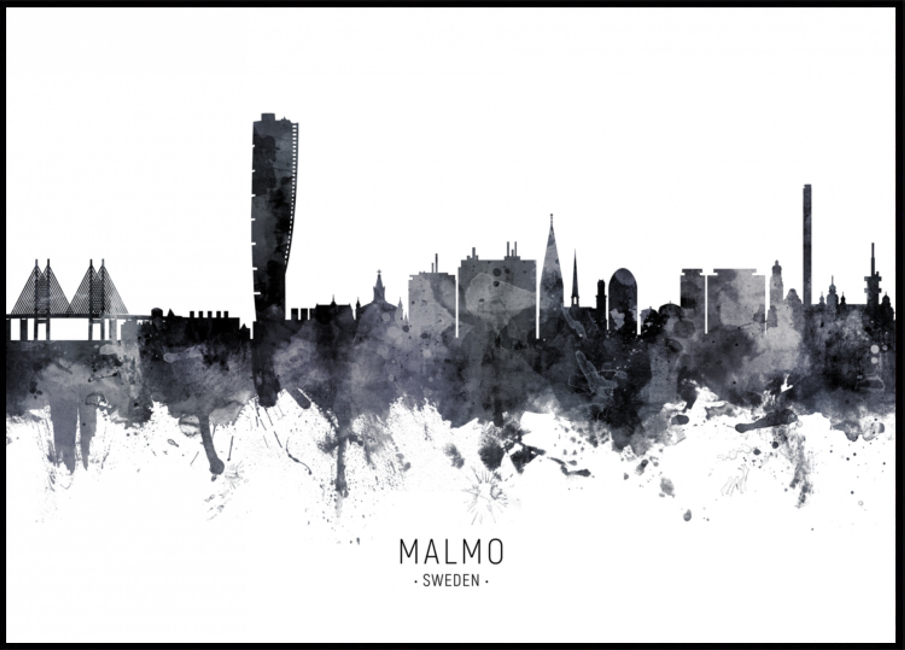 Malmö Skyline aquarel