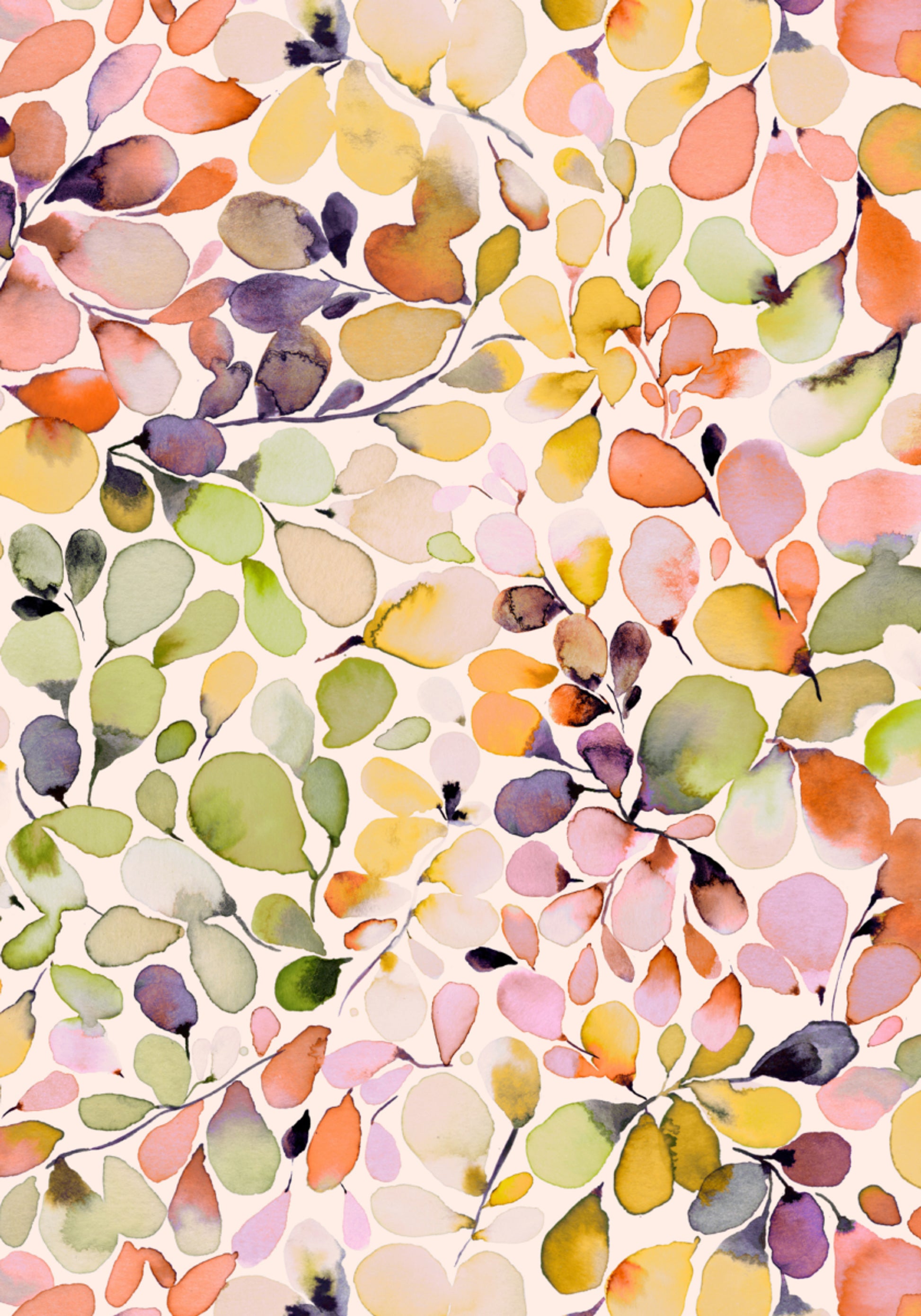 Kleurrijke aquarelbladeren