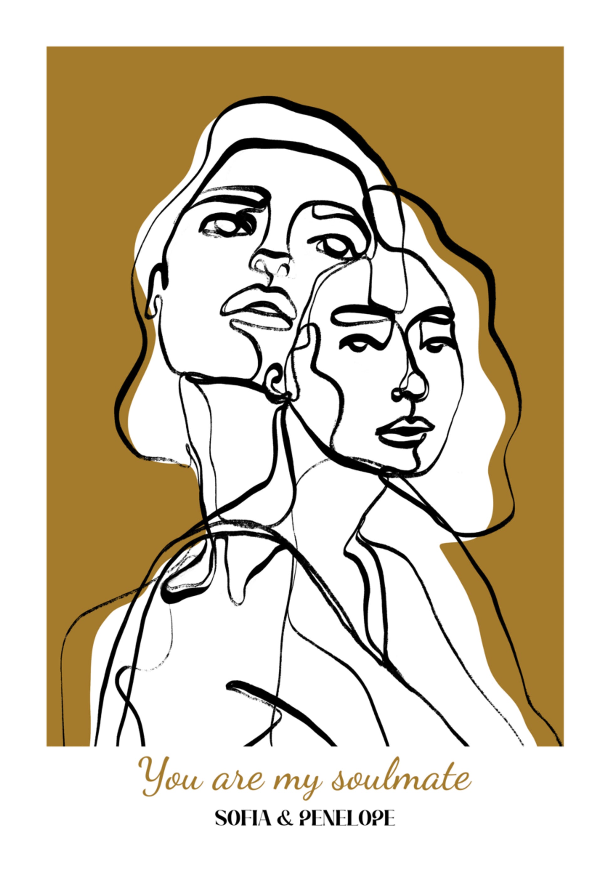 Abstracte lijntekeningen van twee vrouwen zonder personalisatie