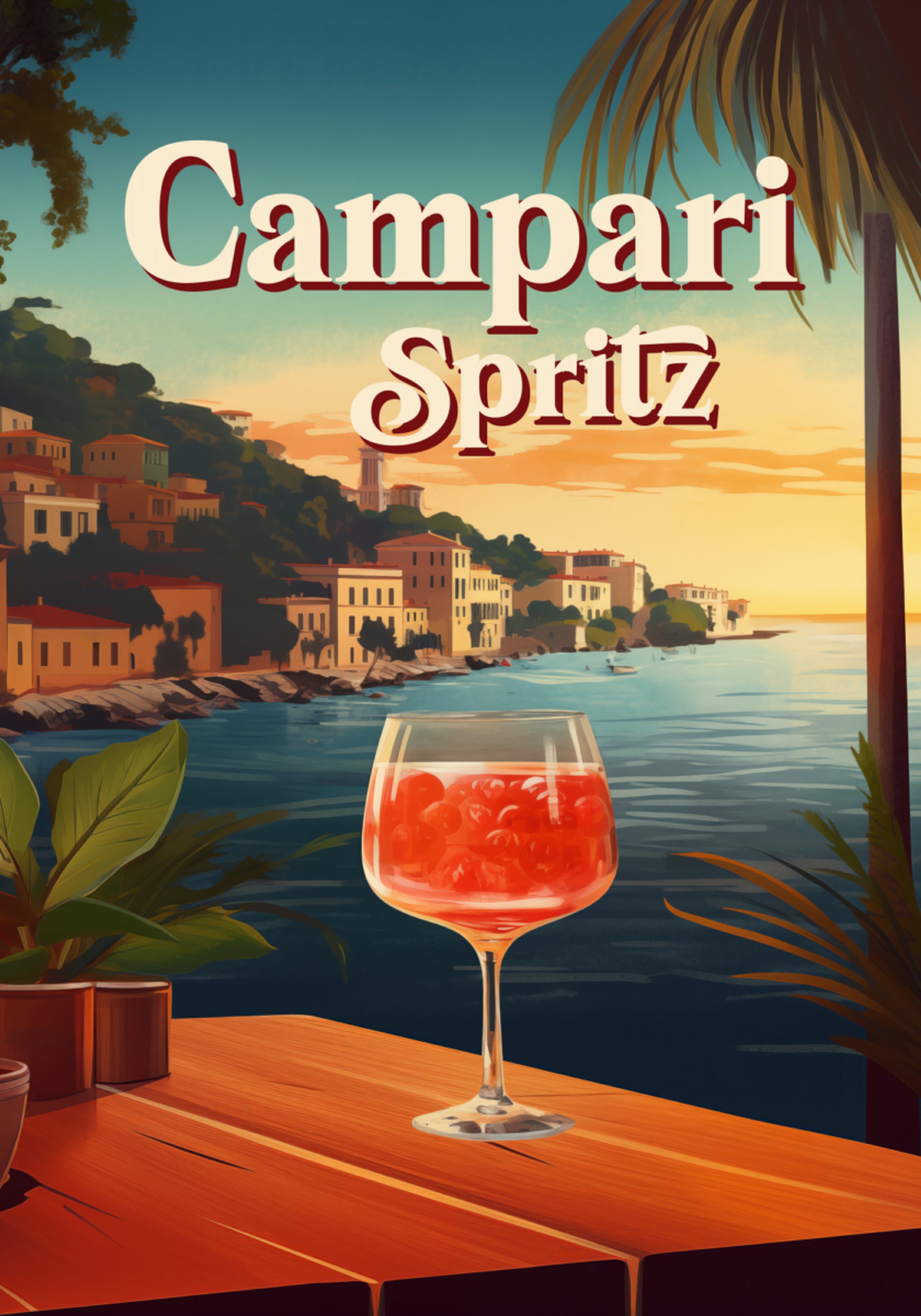 Campari Spritz zonsondergang aan zee