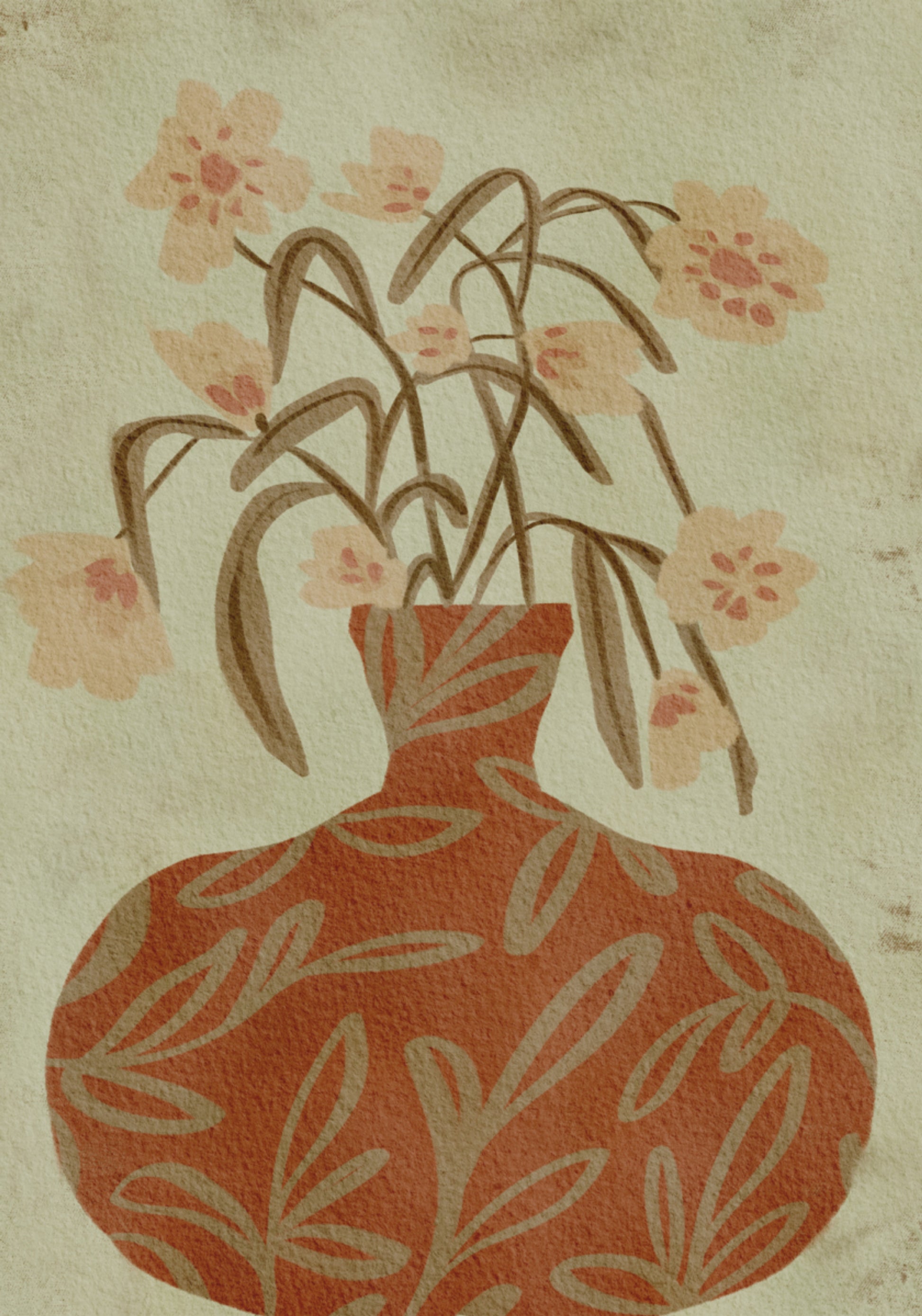Terracotta vaasbloesems