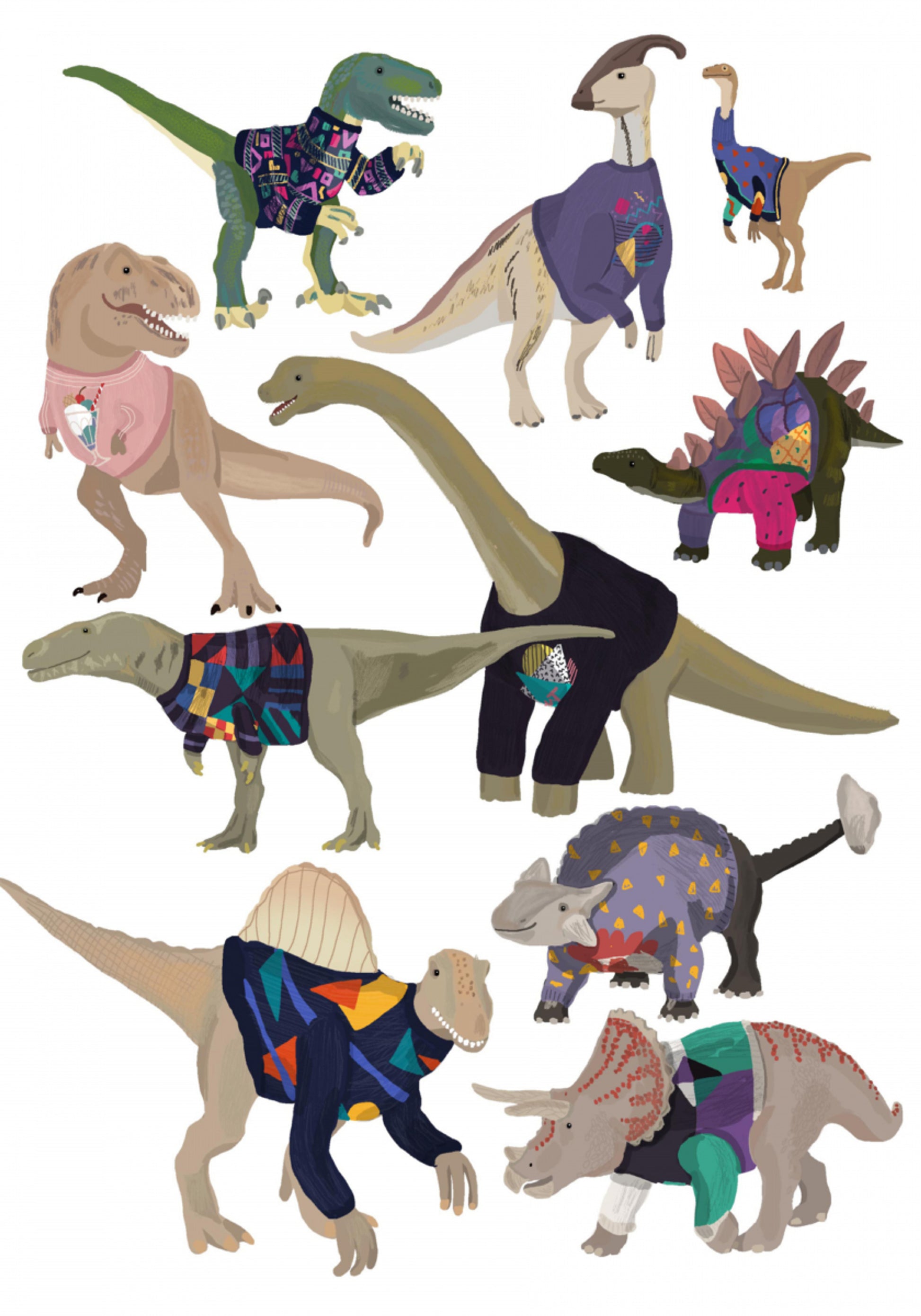 Grillige dinosaurus truien