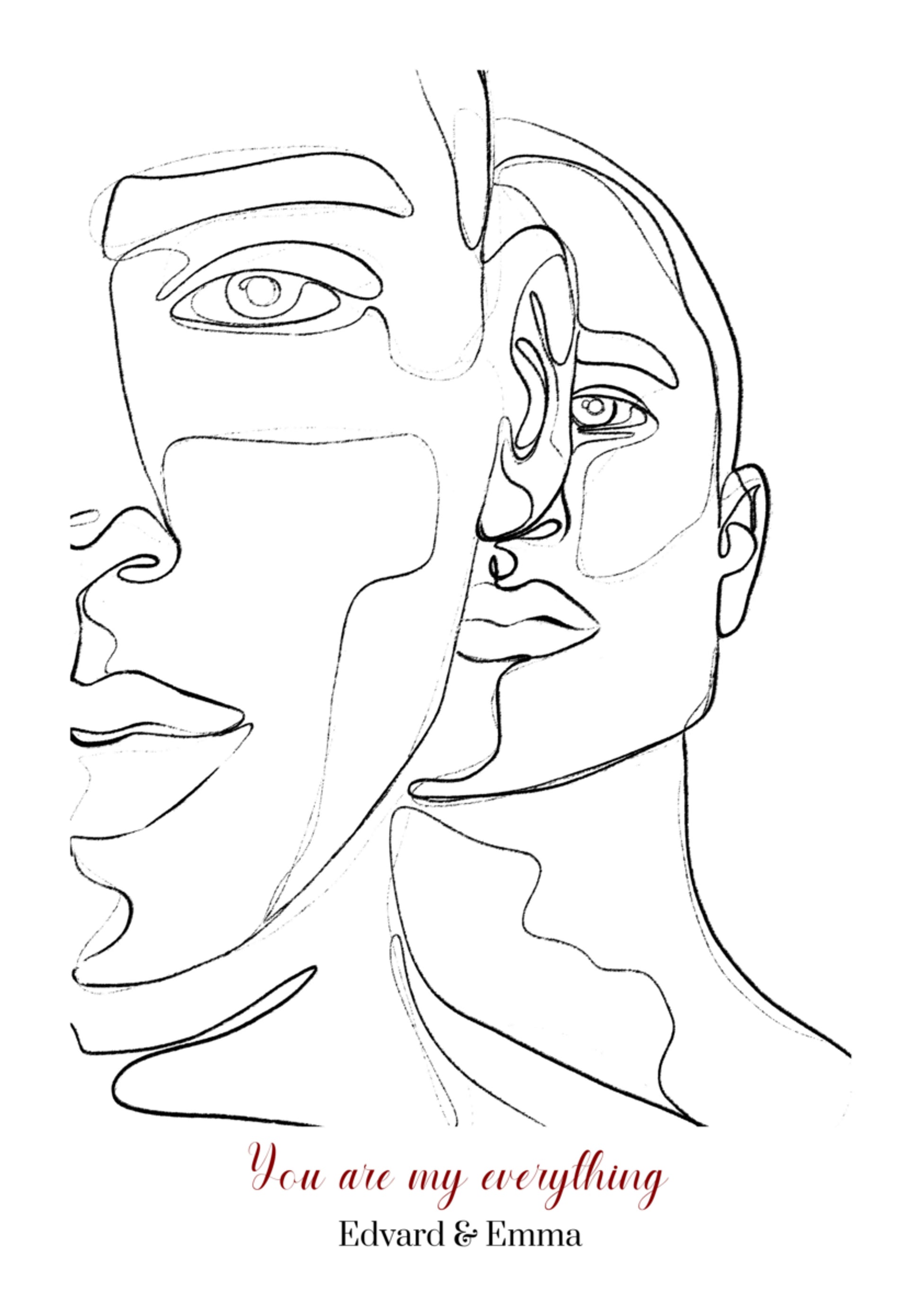 Minimalistisch koppelportret in lijntekeningen