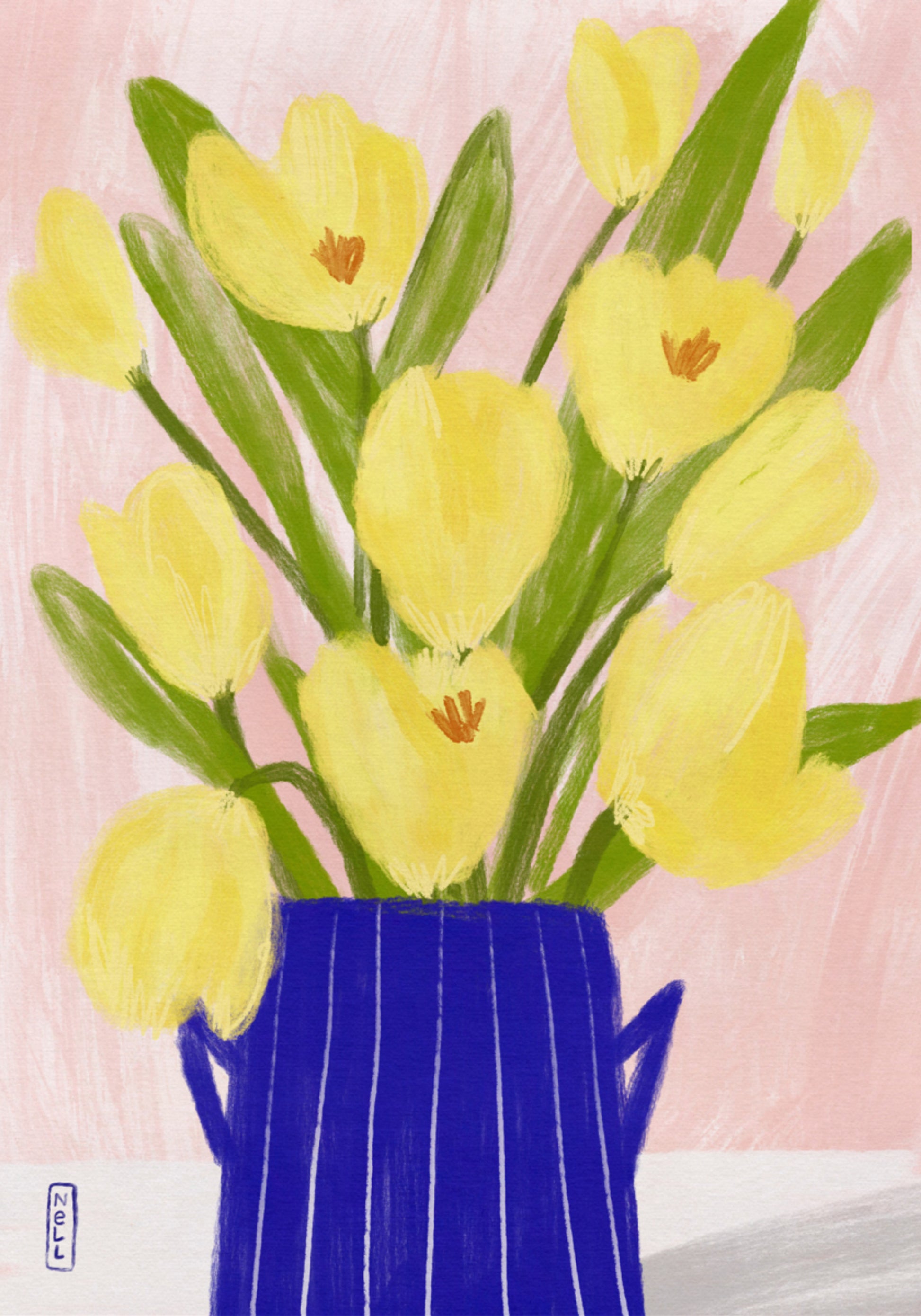 Lente Tulpen Blauwe Vaas