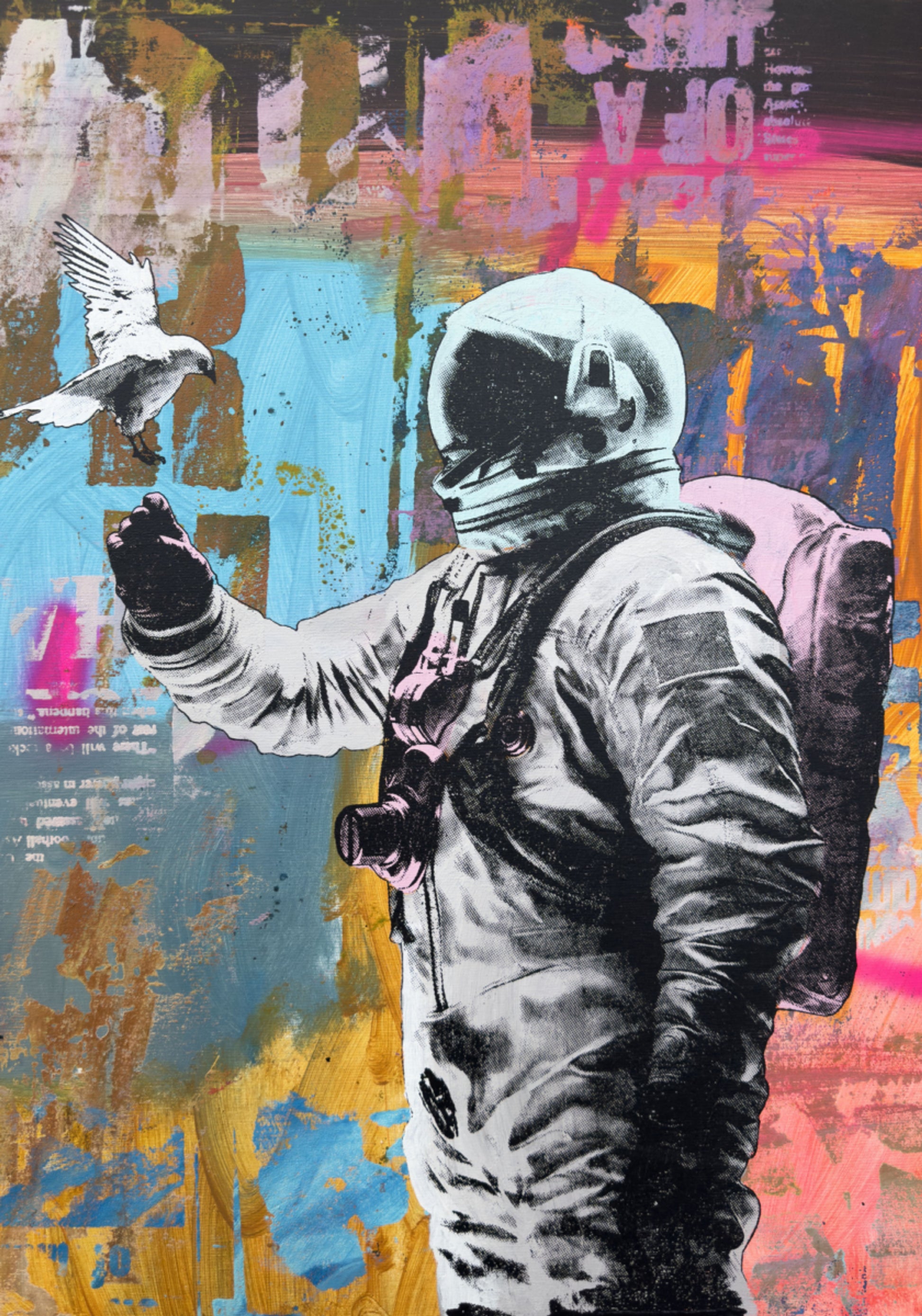 Astronaut ontmoet duif