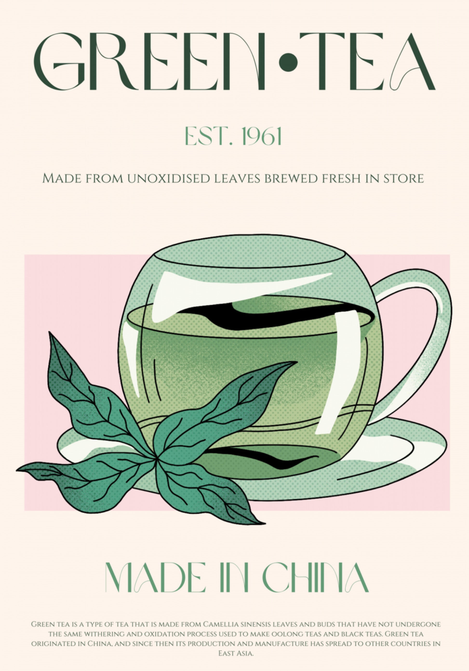 Verse groene thee illustratie