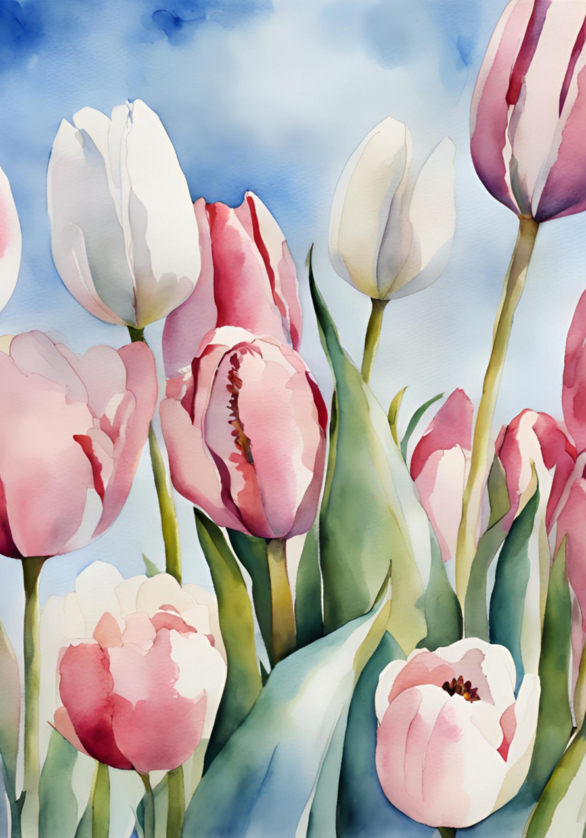Aquarel Lente Tulpen