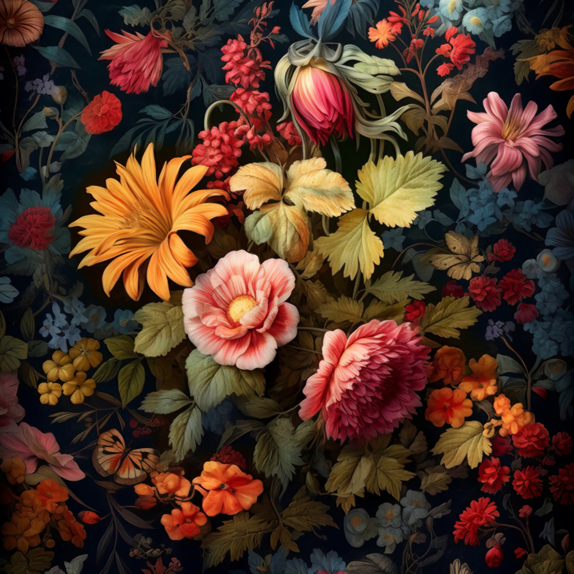 Weelderige donkere bloemenbloei