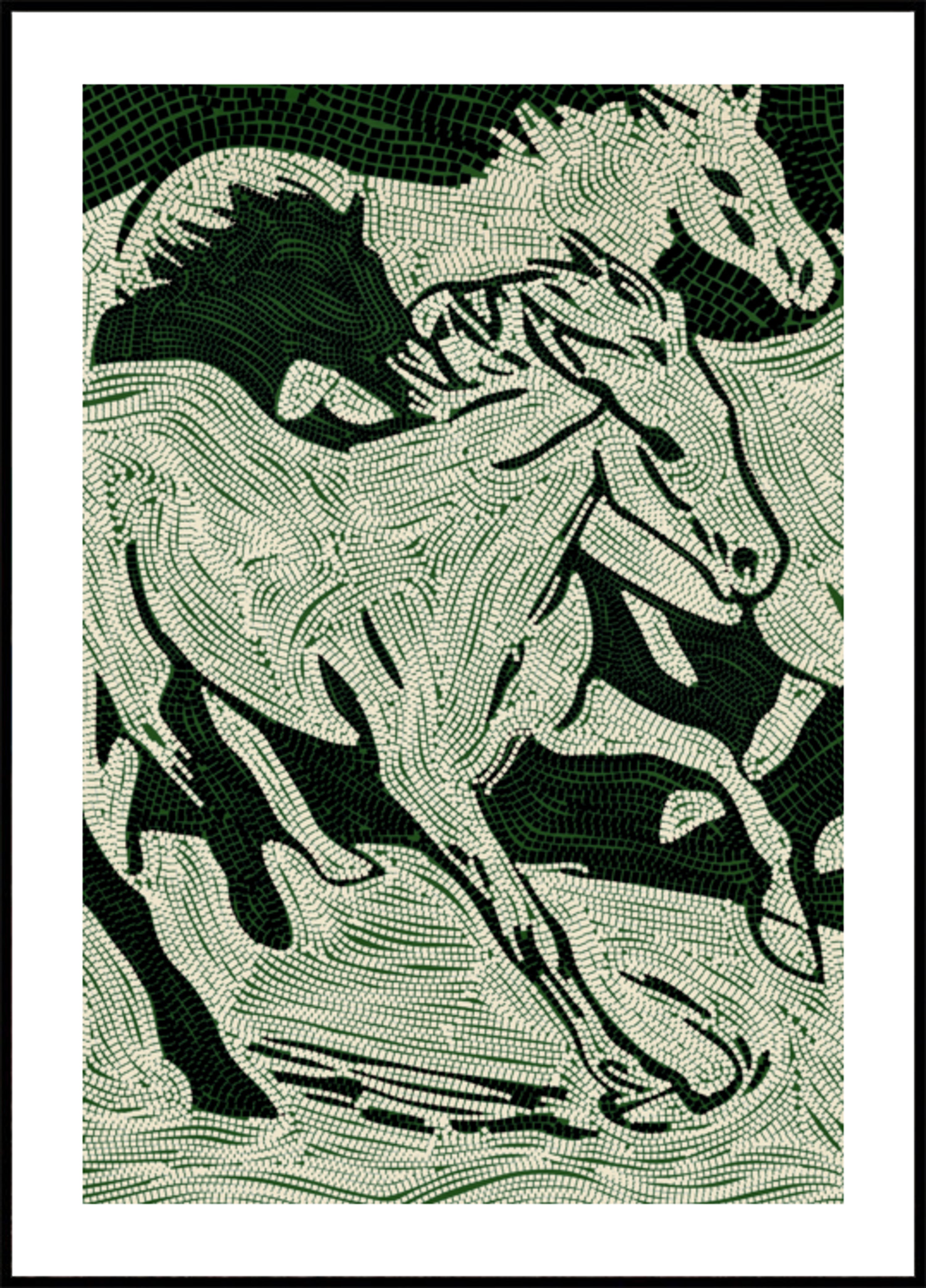 Stromende groene paarden