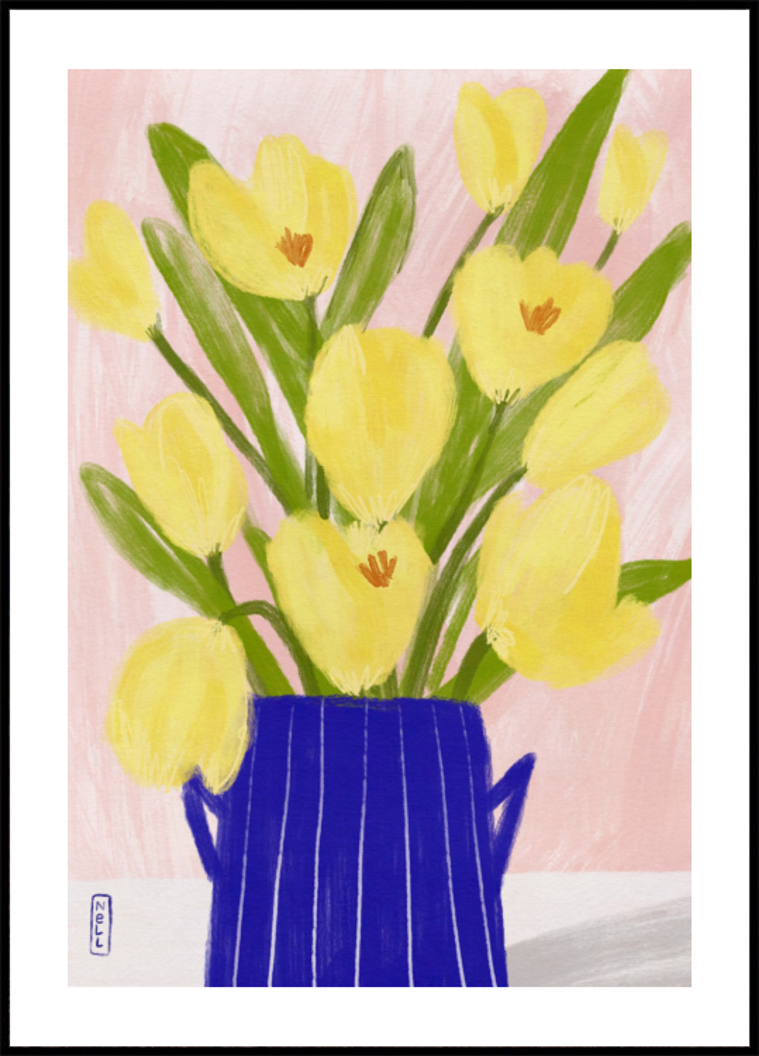 Lente Tulpen Blauwe Vaas