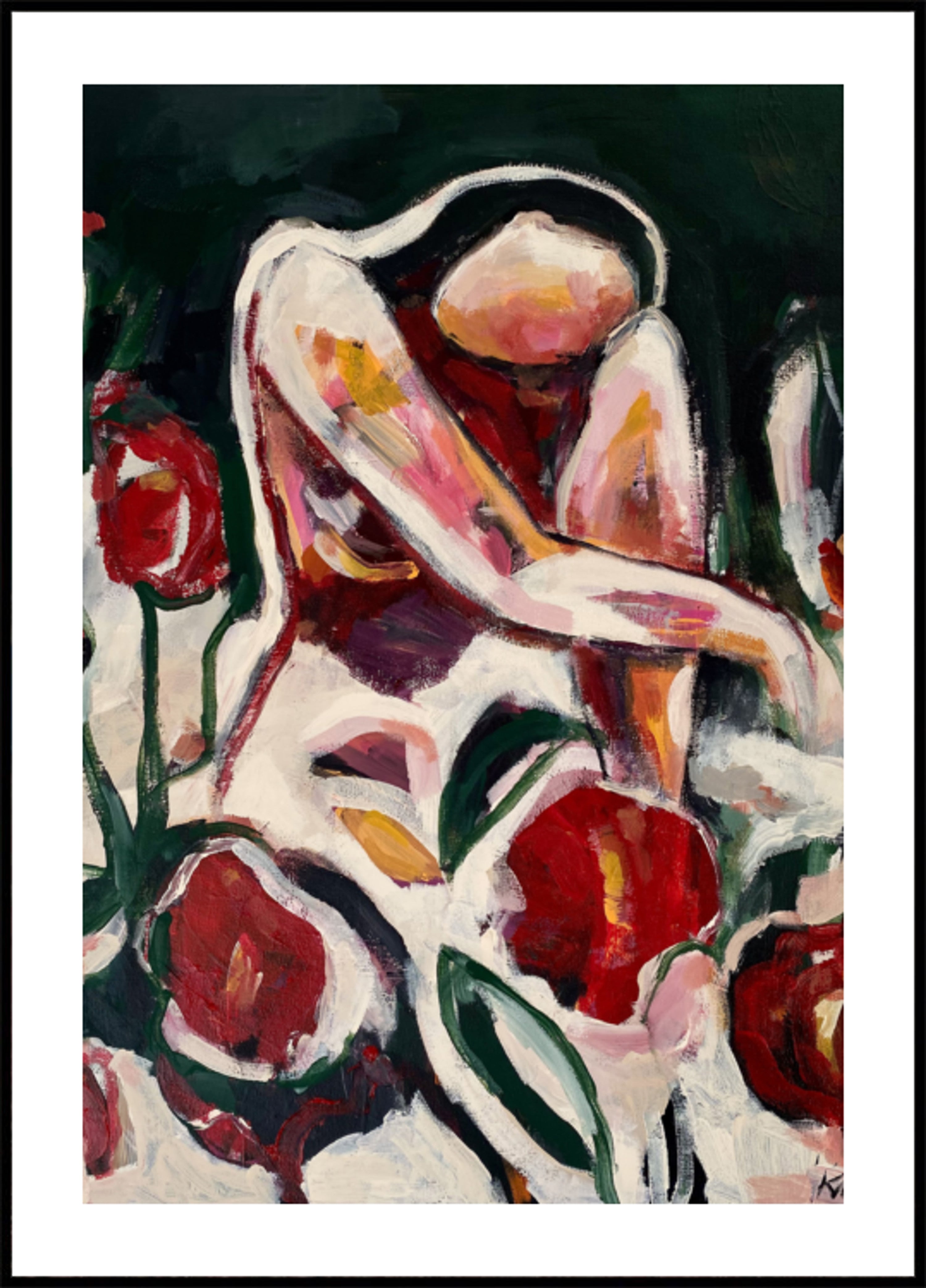 Vrouw Onder Rode Bloemen