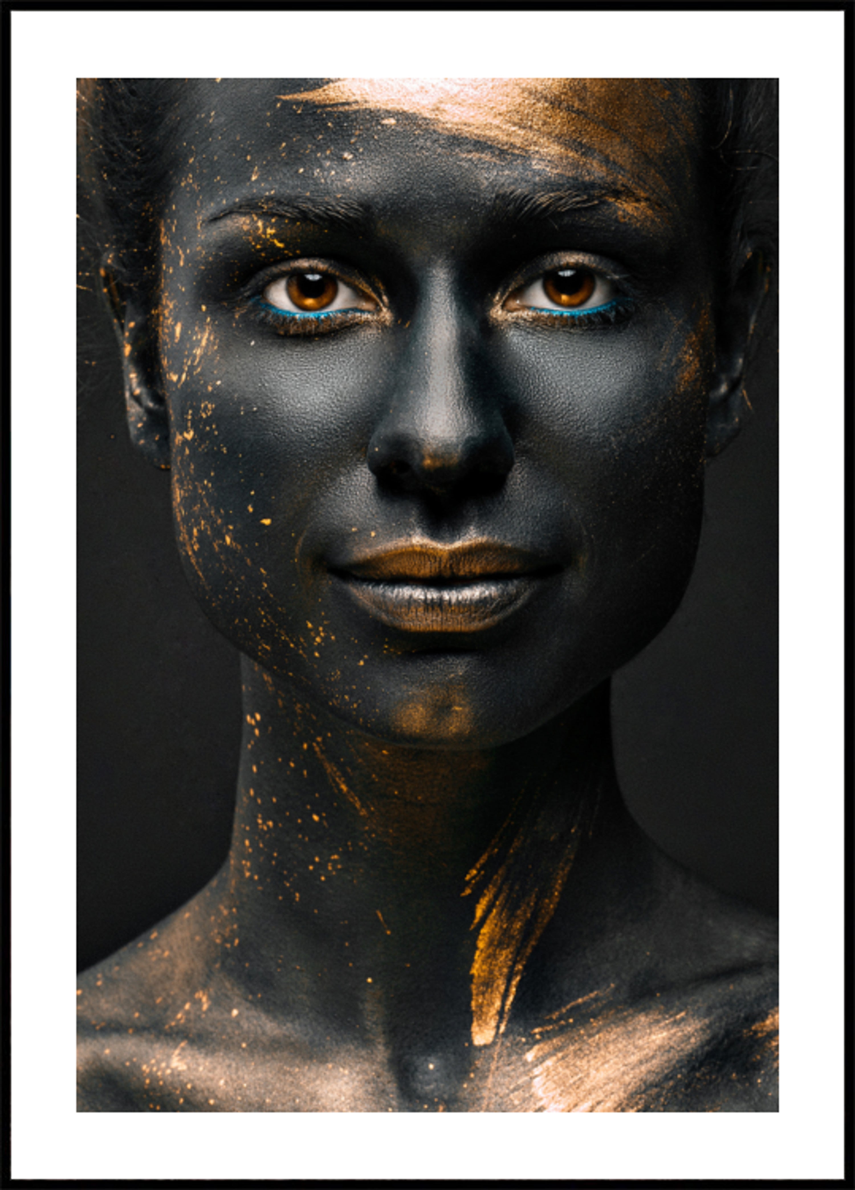 Zwart goud splatter portret