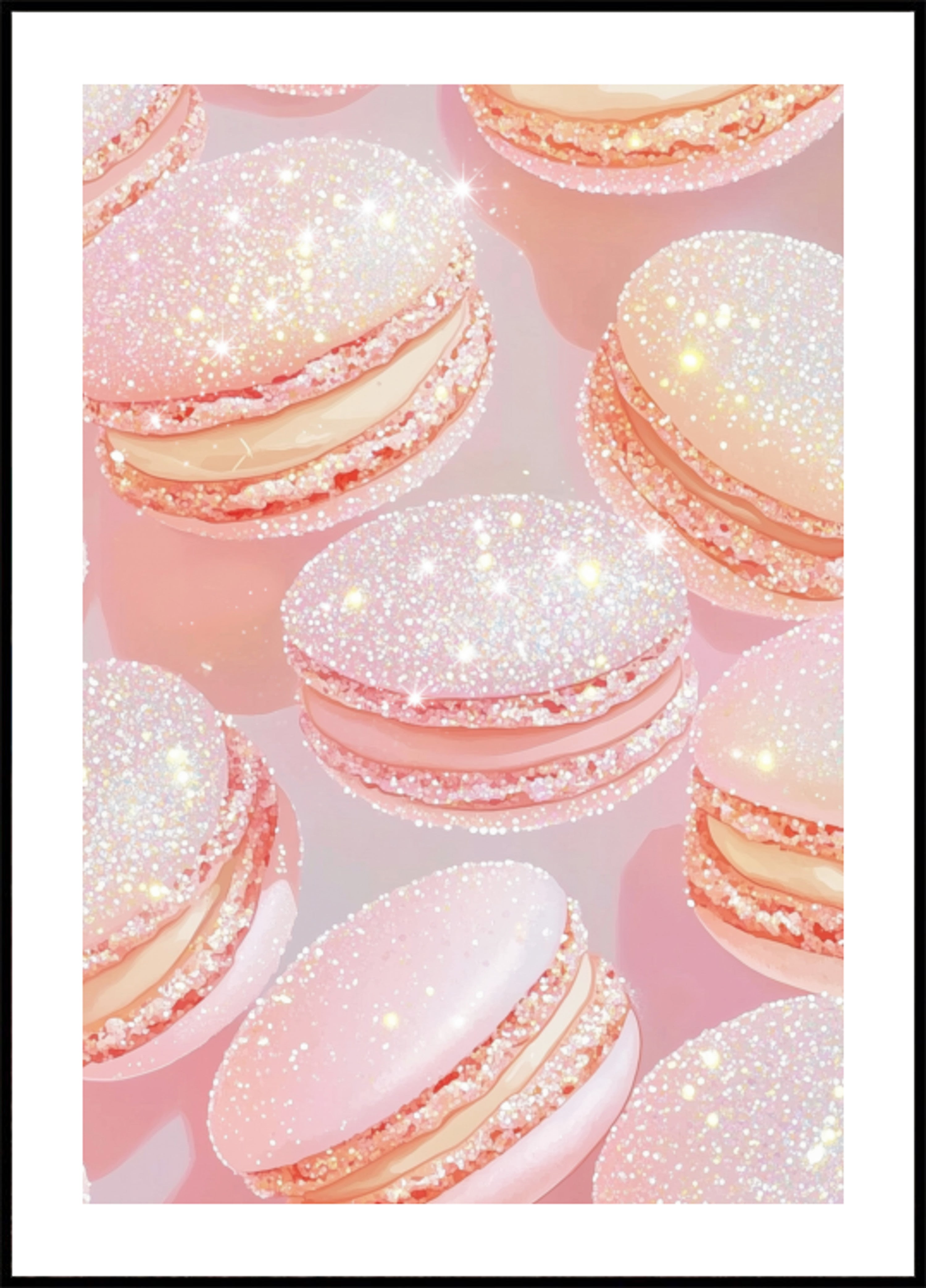 Glinsterende roze macarons