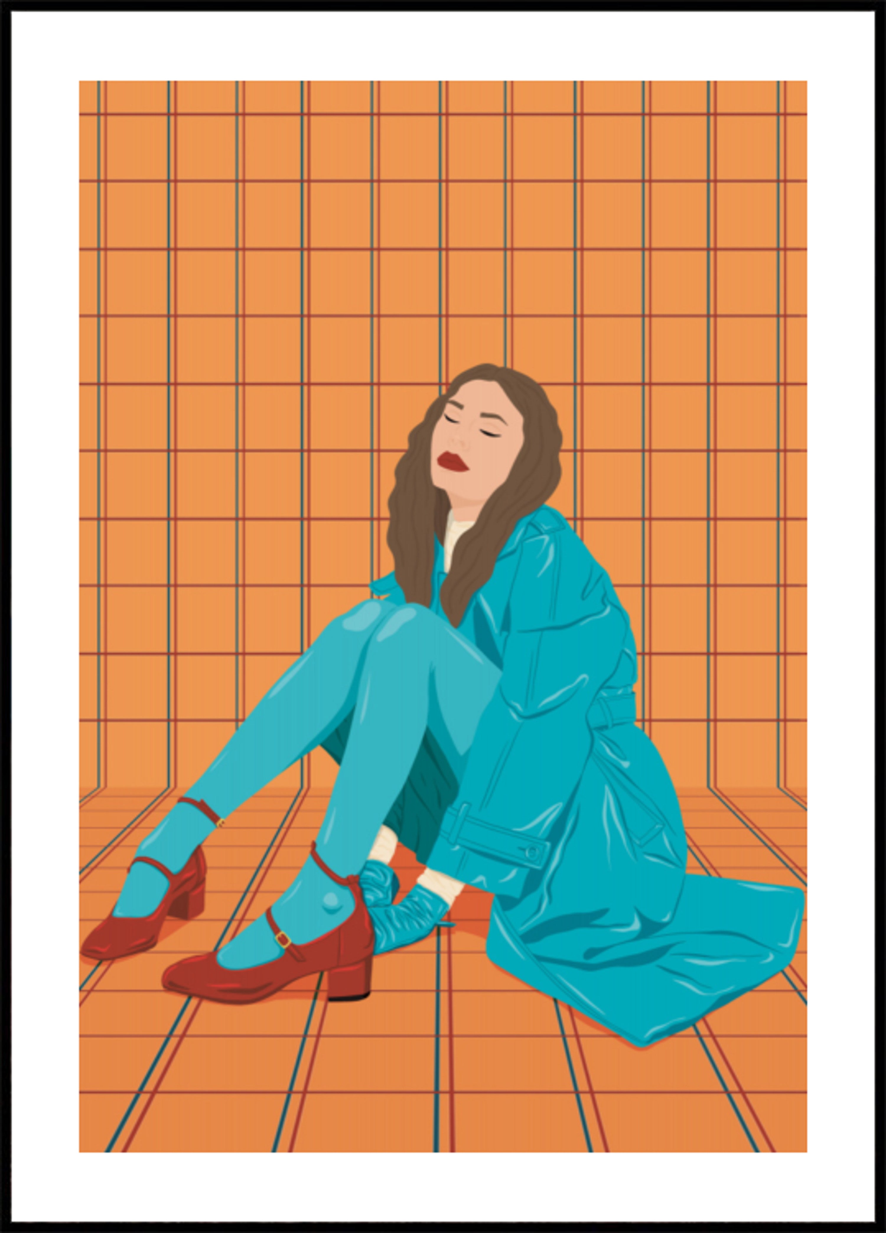 Stijlvolle vrouw in blauwgroen