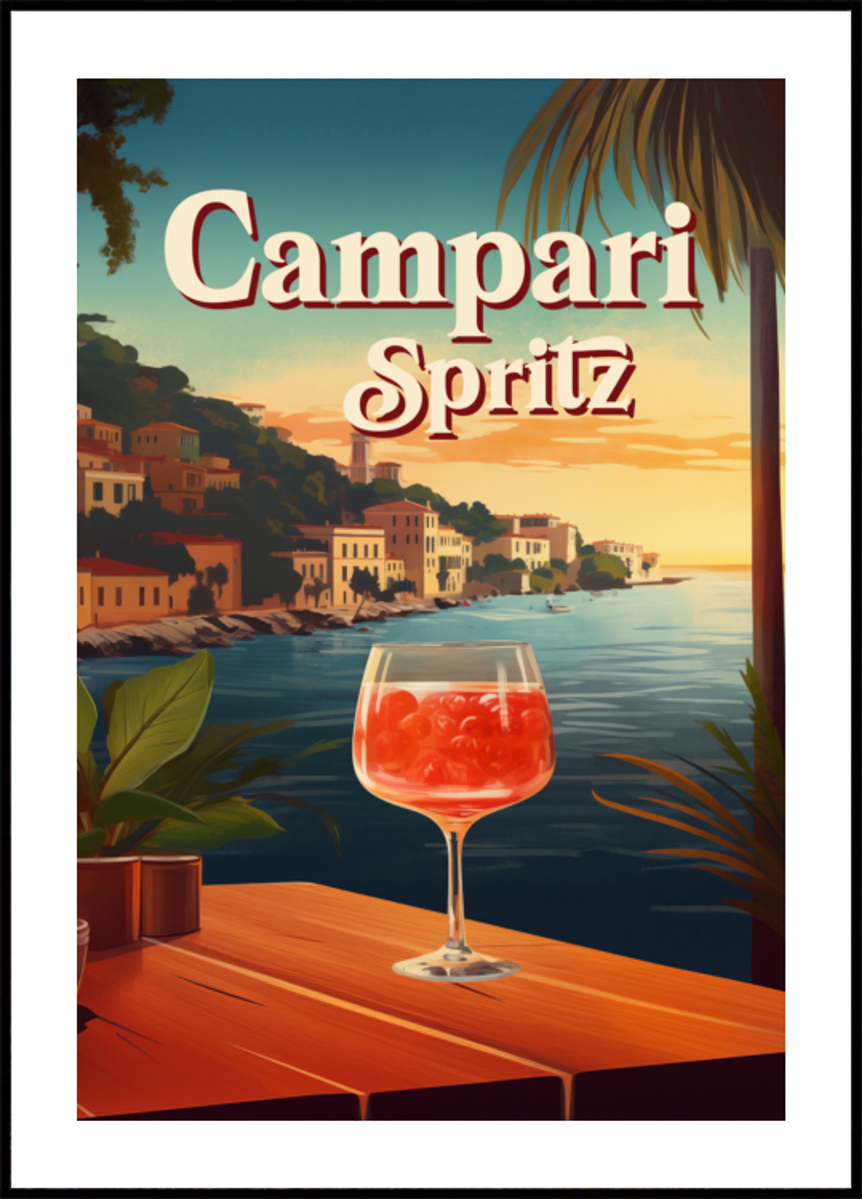 Campari Spritz zonsondergang aan zee