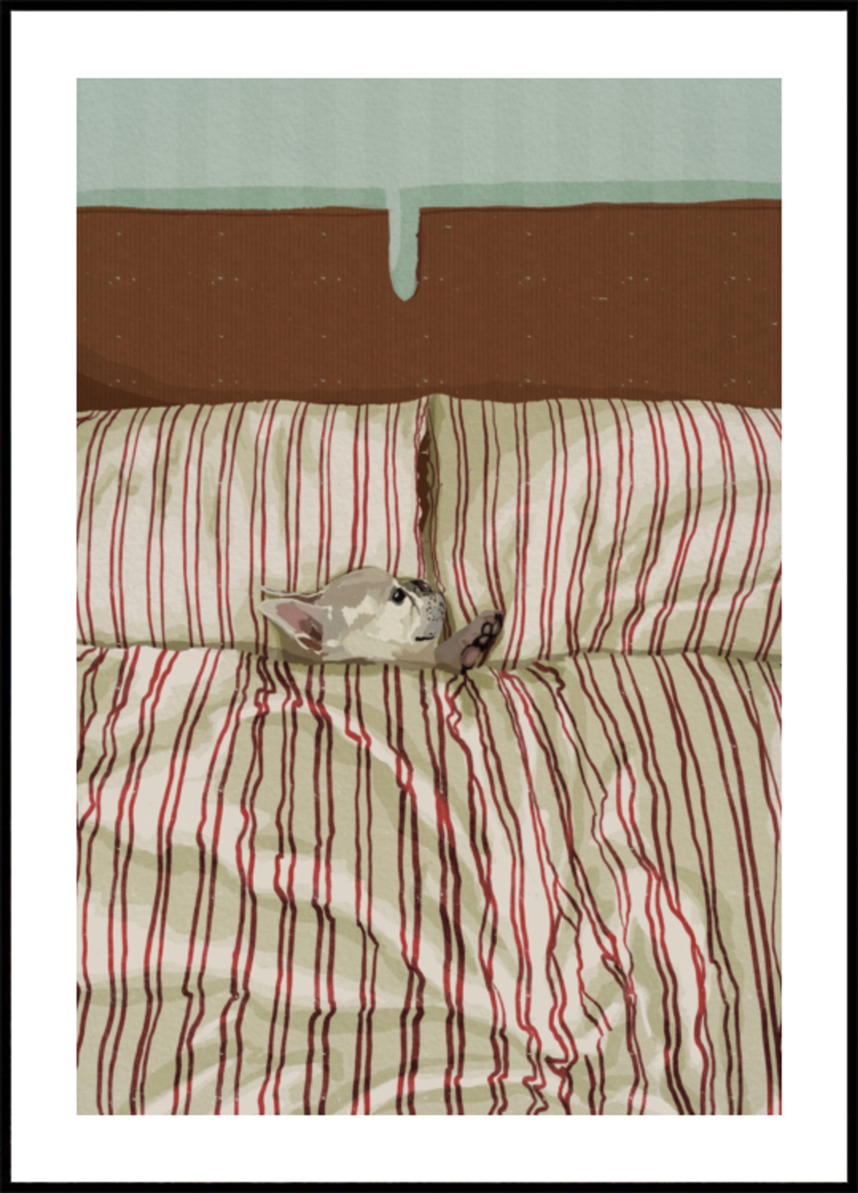 Gezellige hond in bed