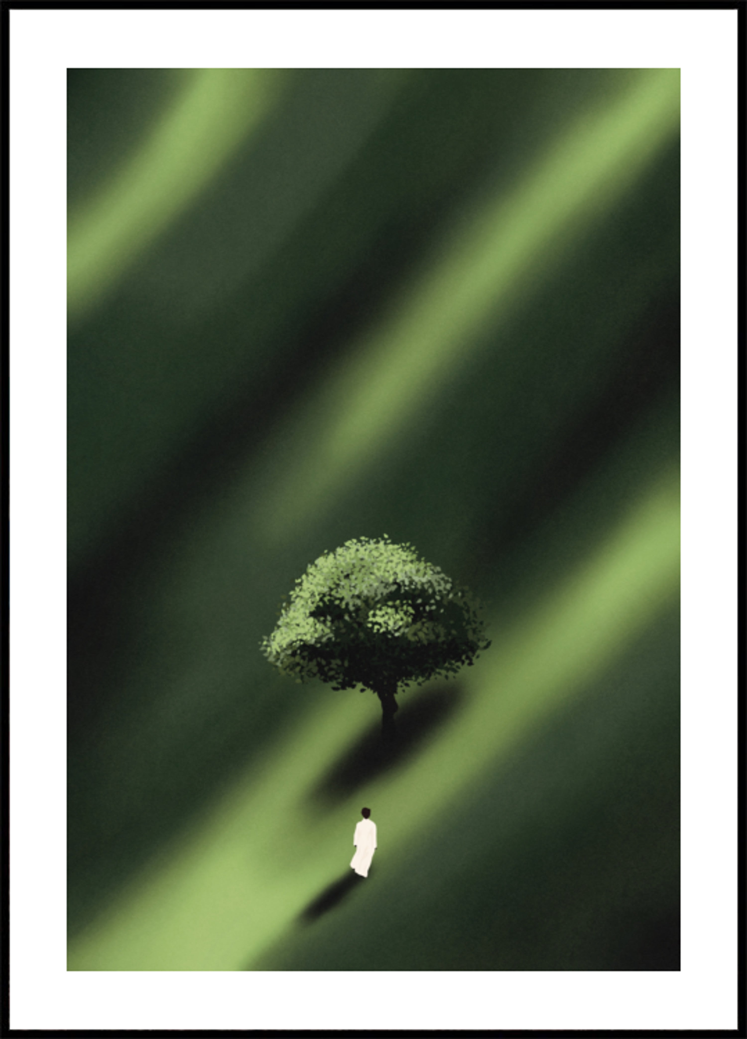 Eenzaam figuur groen pad
