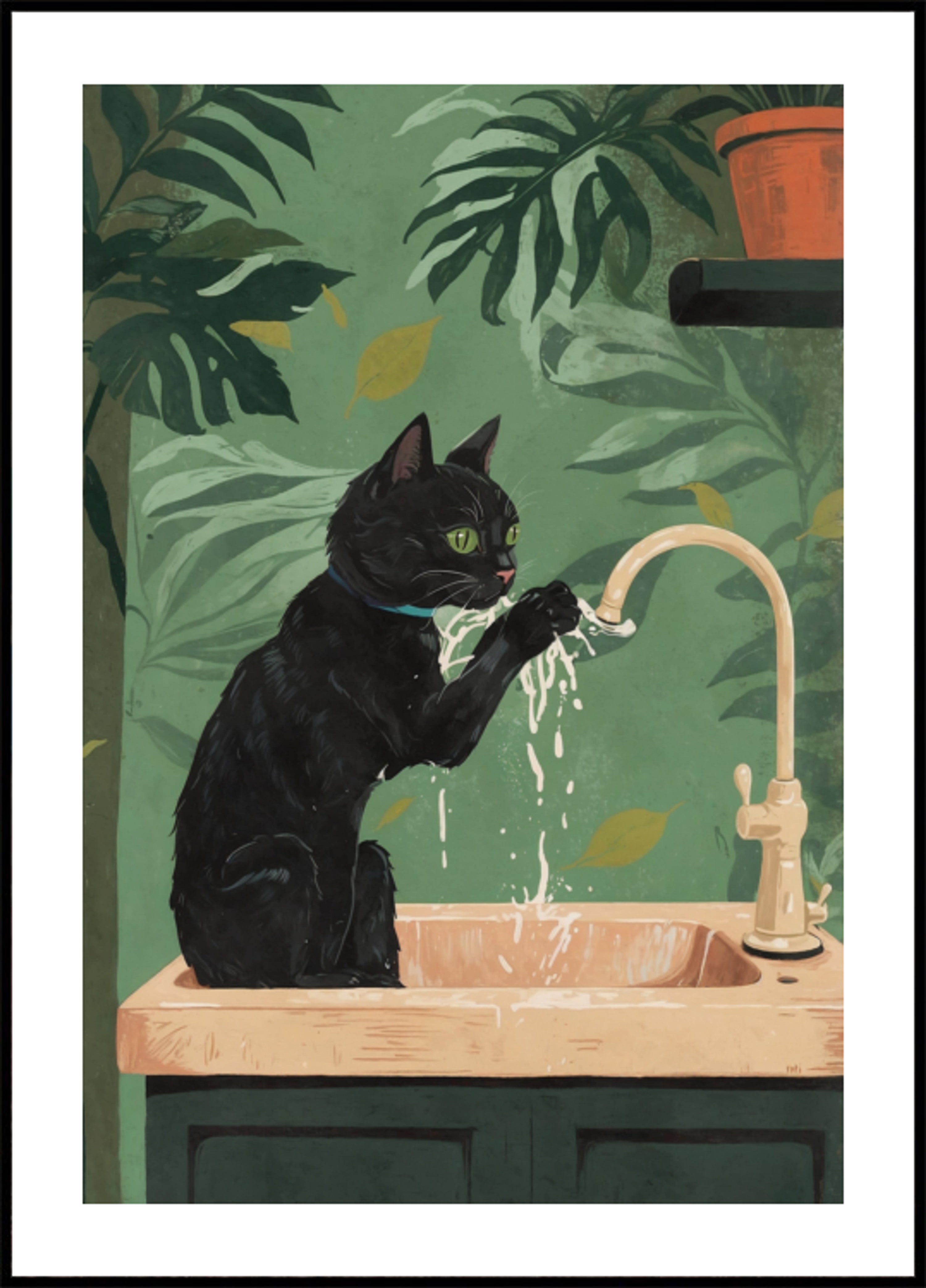 Waterspel voor zwarte katten