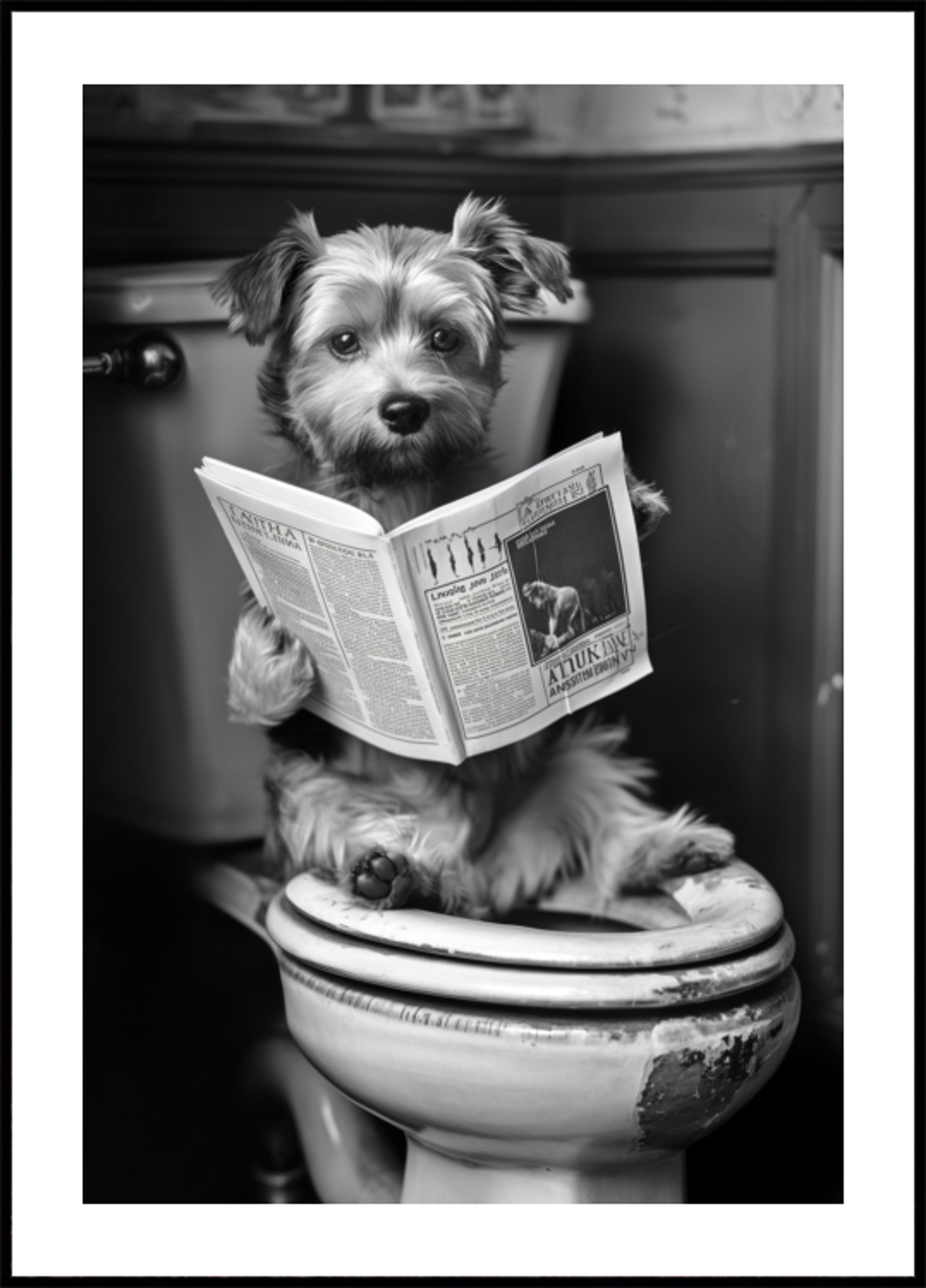 Grappige hond op toilet