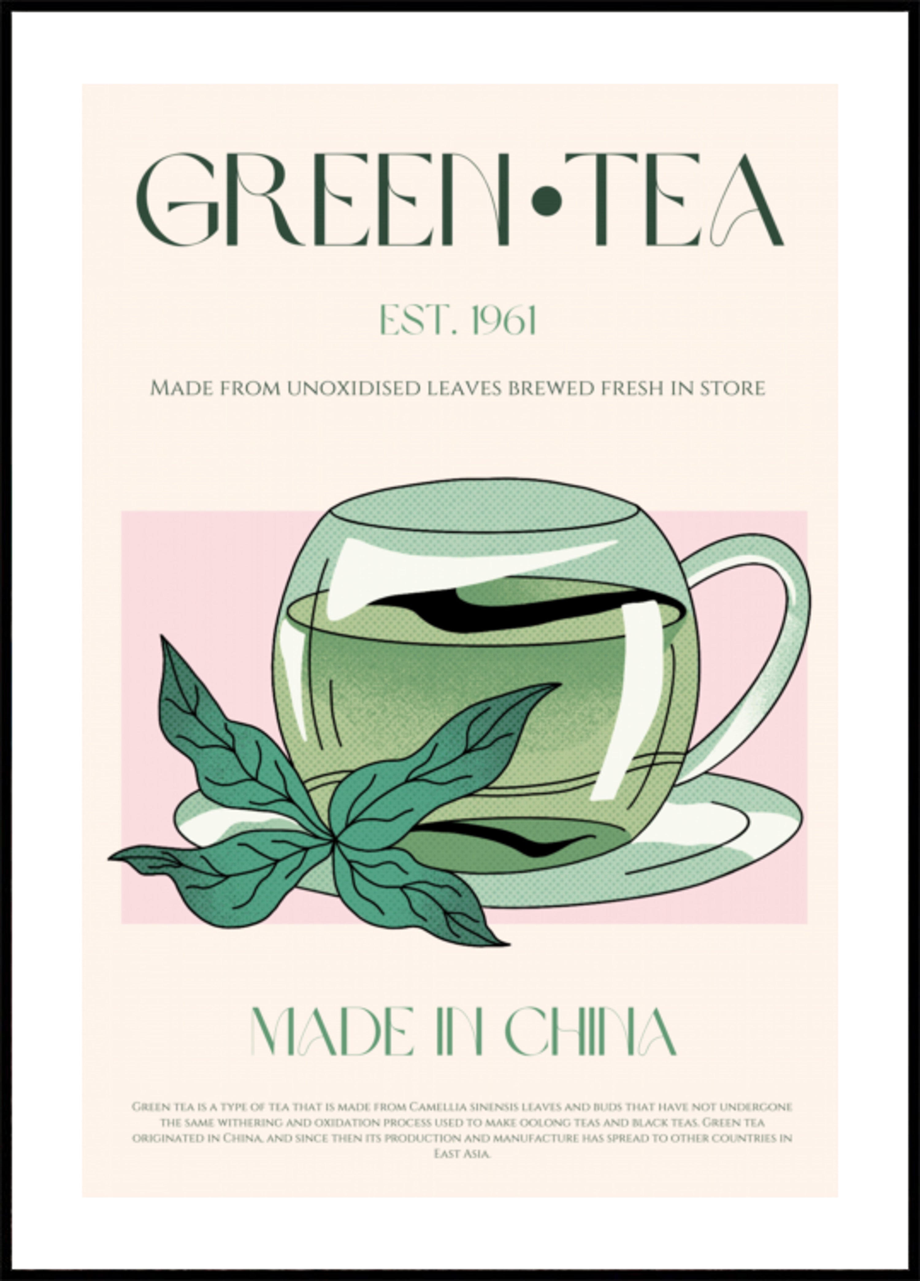 Verse groene thee illustratie