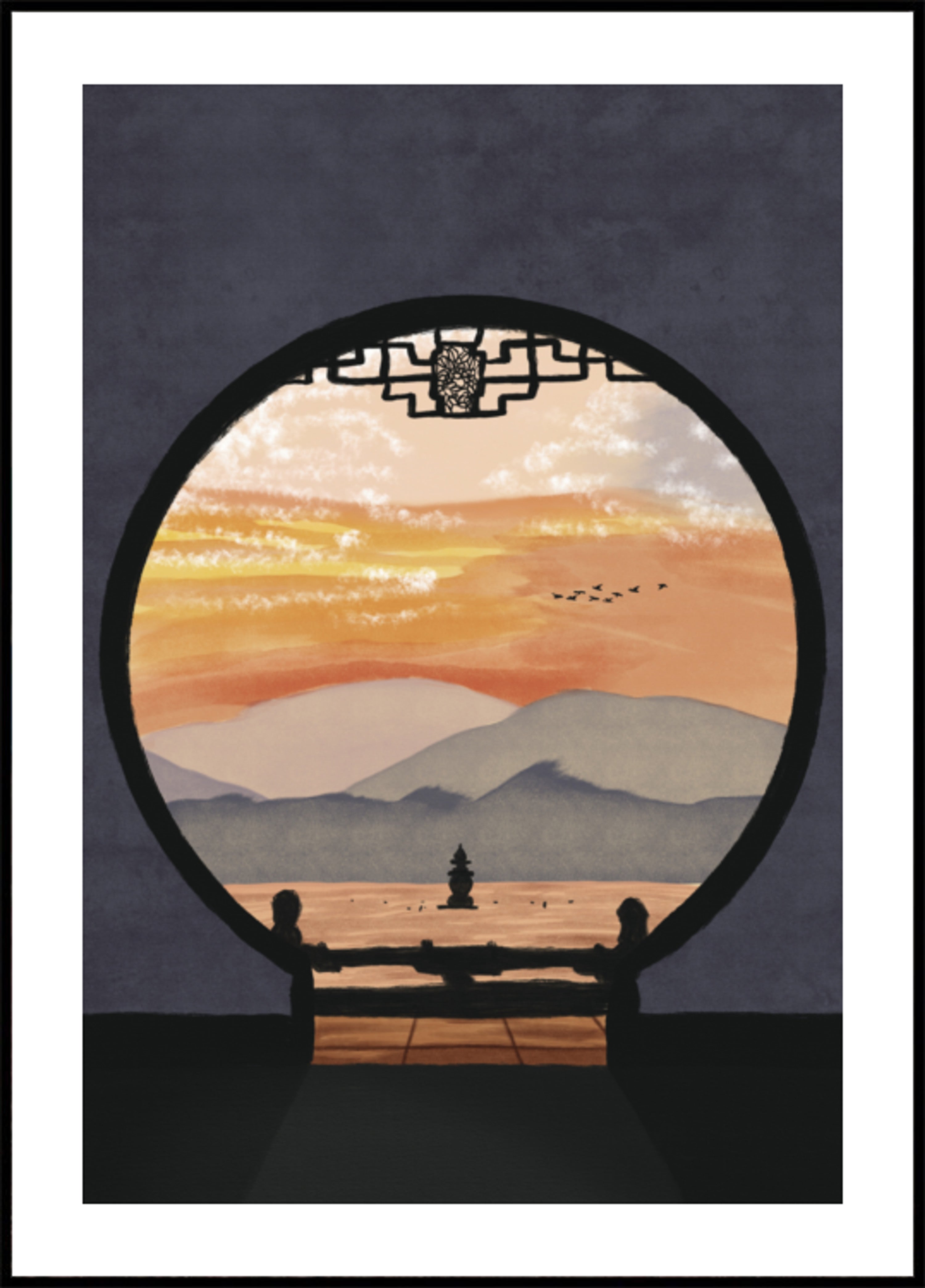 Aziatische pagode zonsondergang