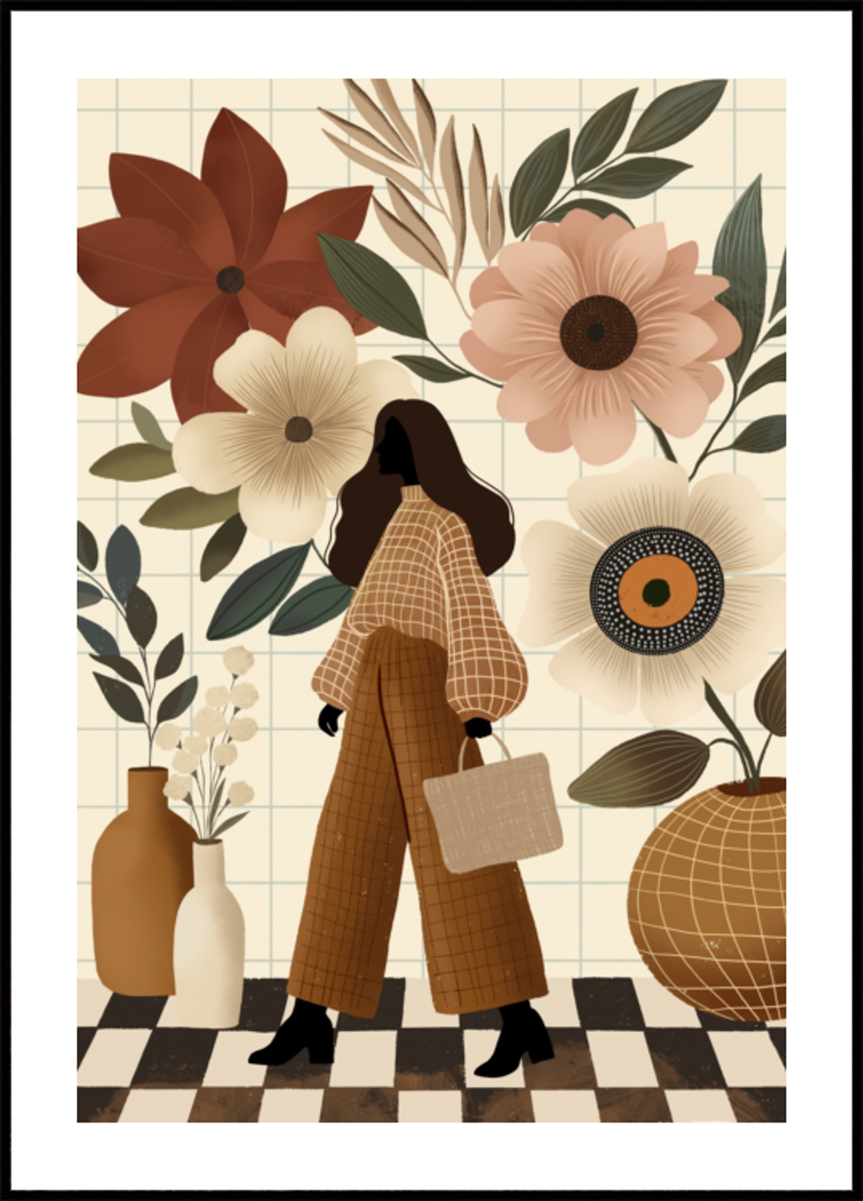 Chique vrouw bloemenstijl