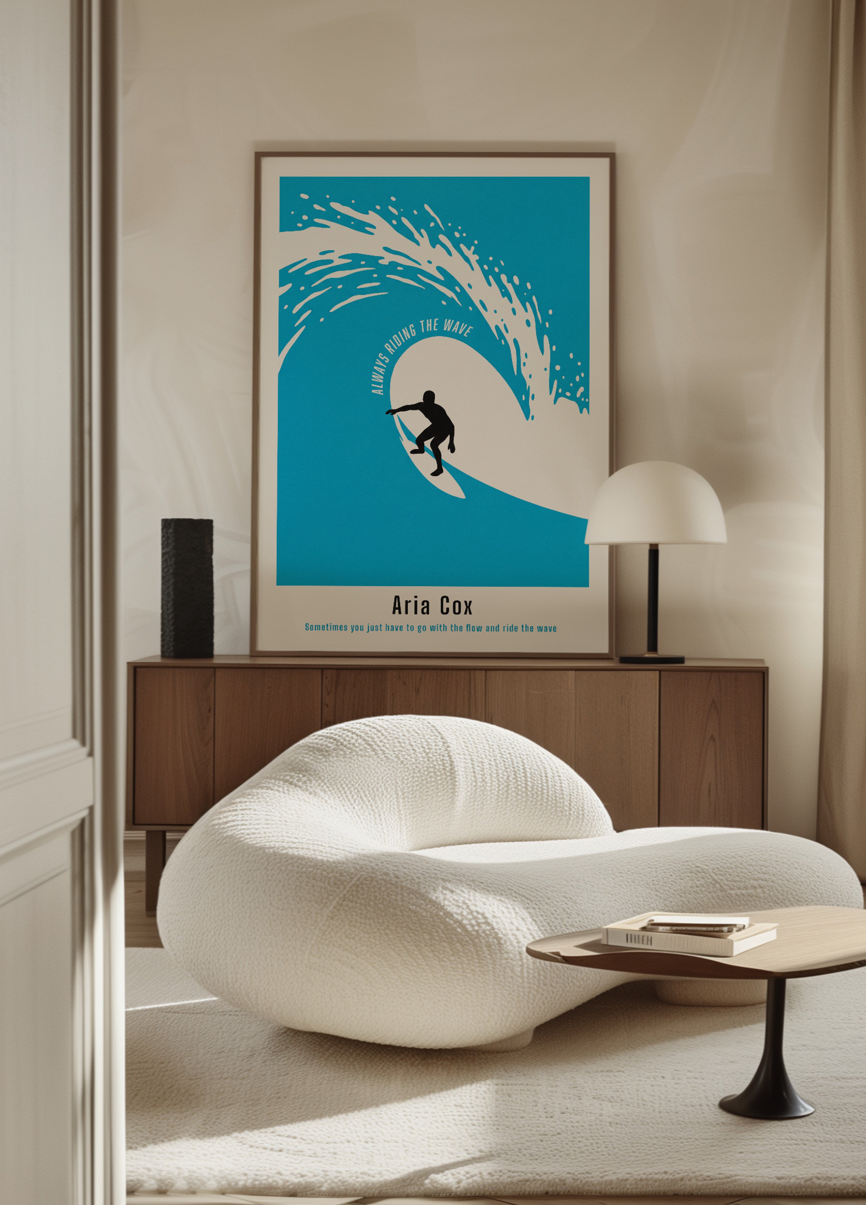 Niet-persoonlijke surferposter van een golf