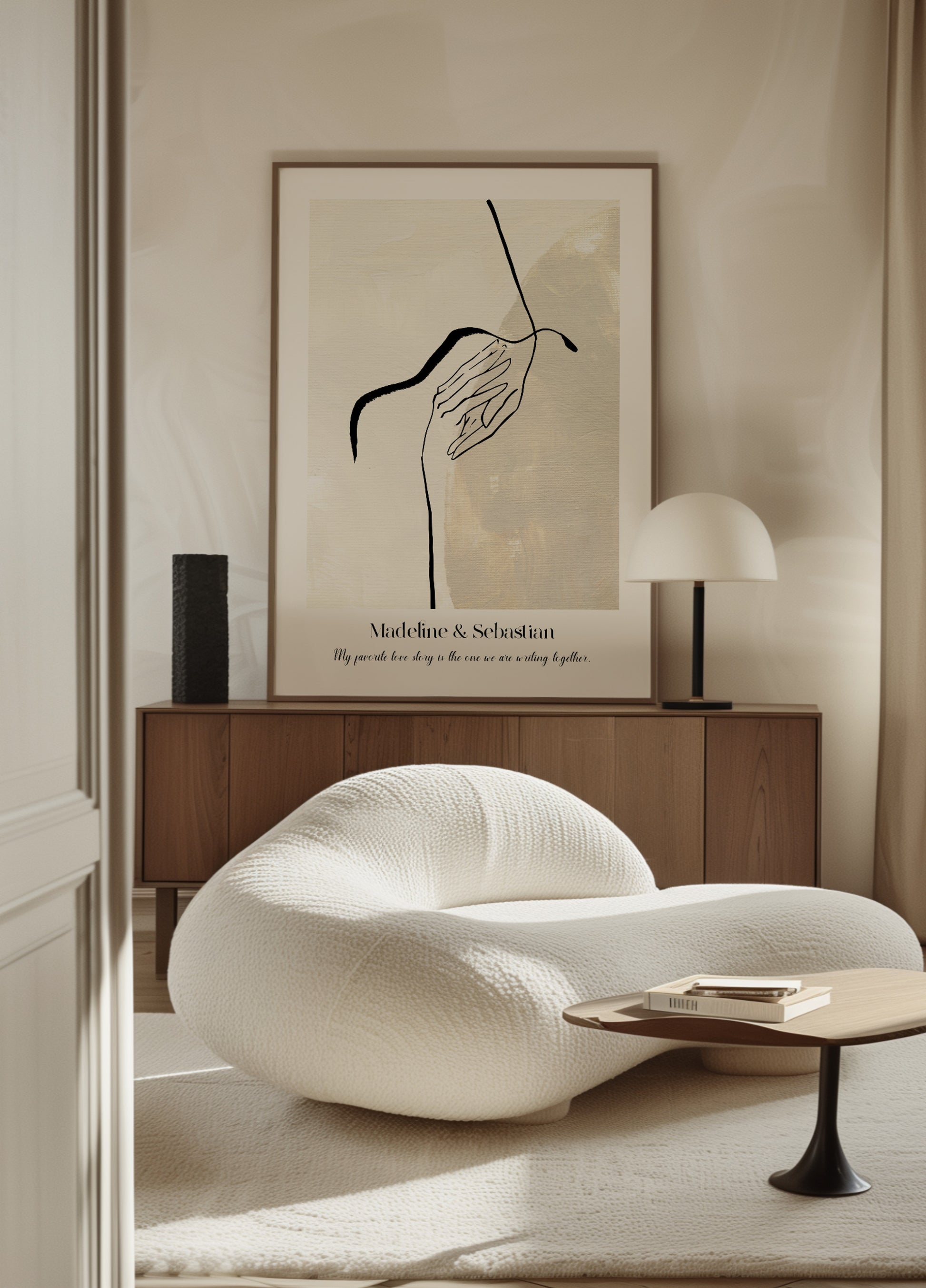 Minimalistische abstracte liefdeslijn kunstposter