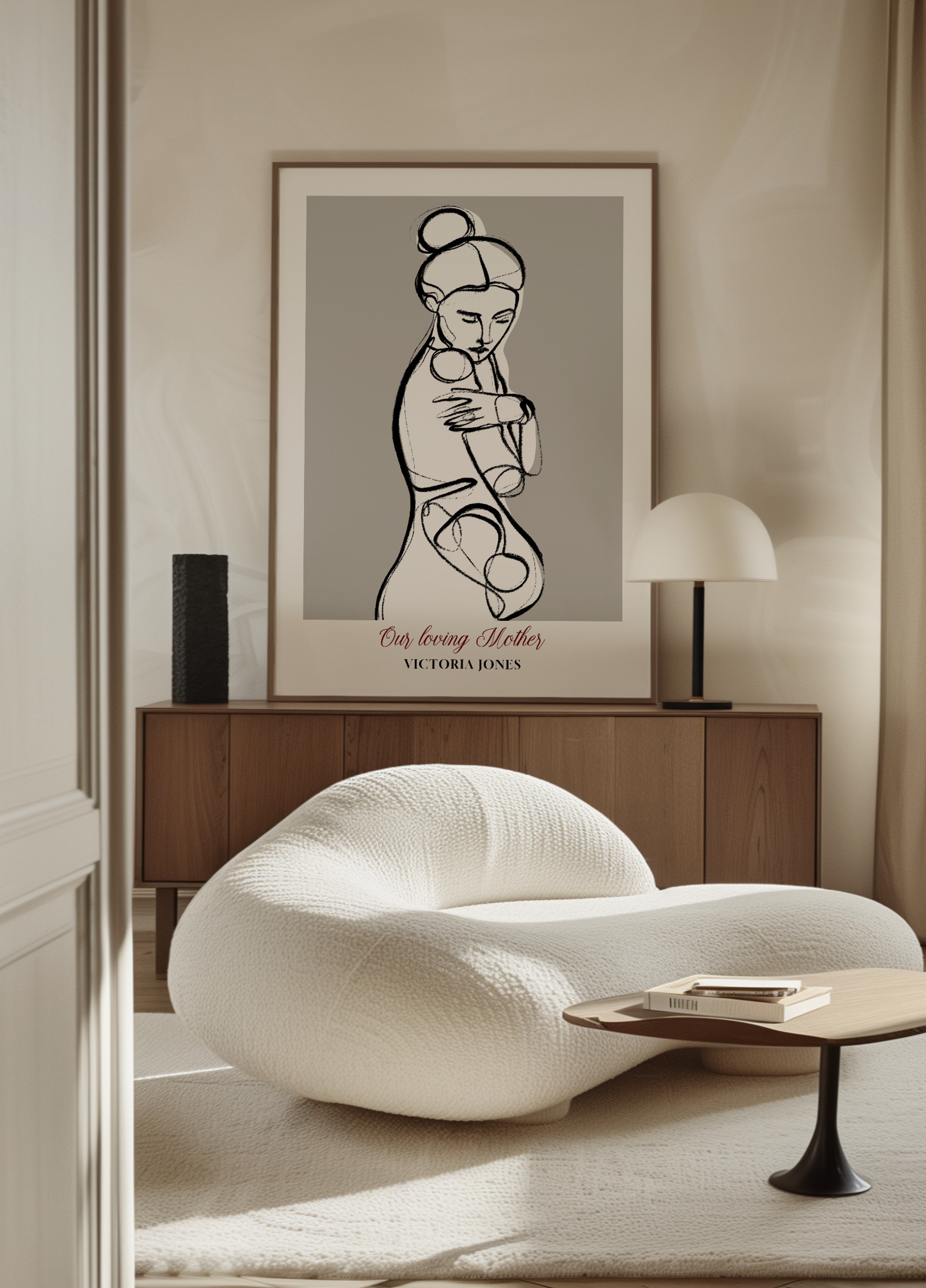 Minimalistische lijntekeningen van de vrouw in zelfknuffels