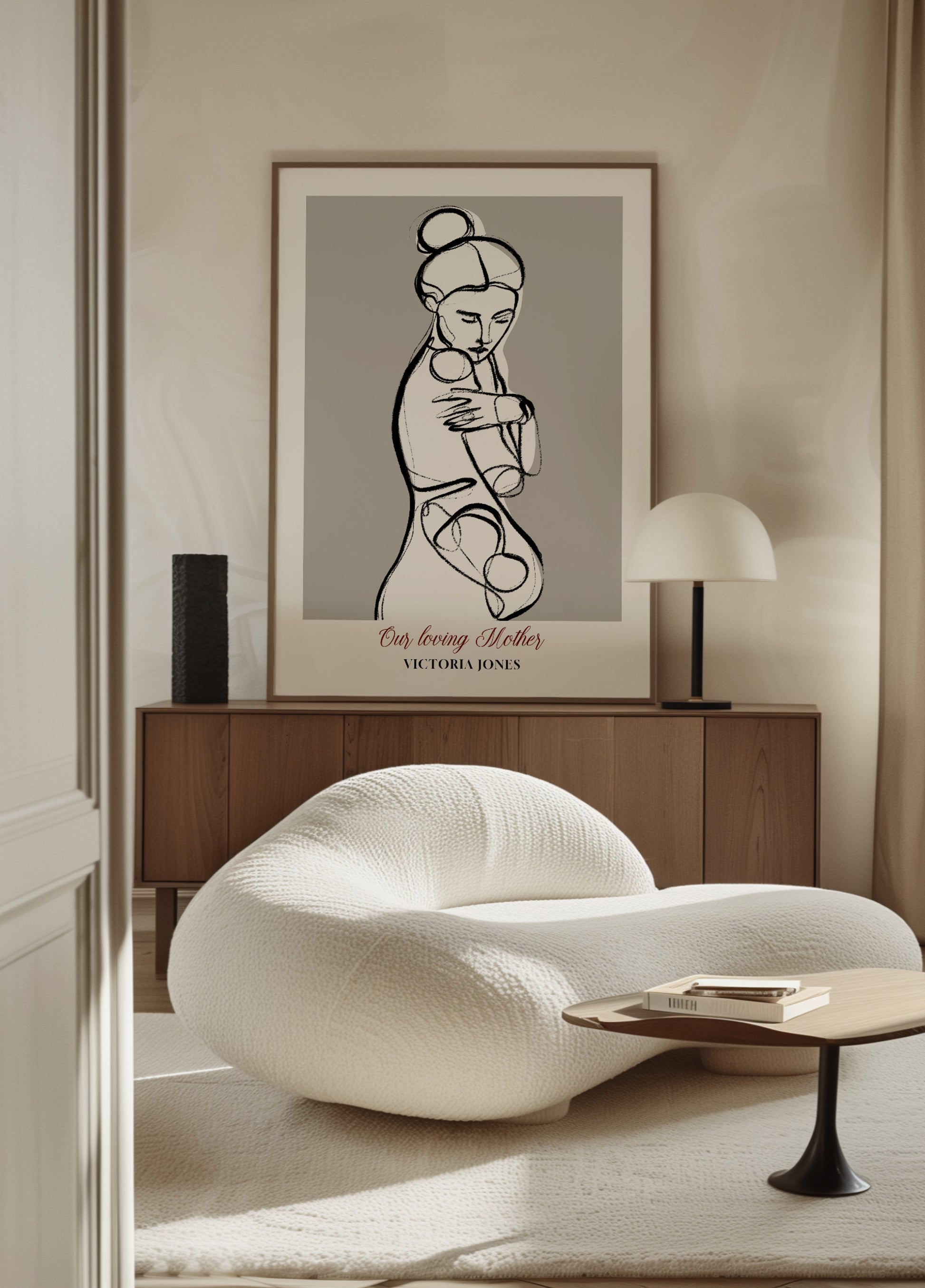 Minimalistische lijntekeningen van de vrouw in zelfknuffels