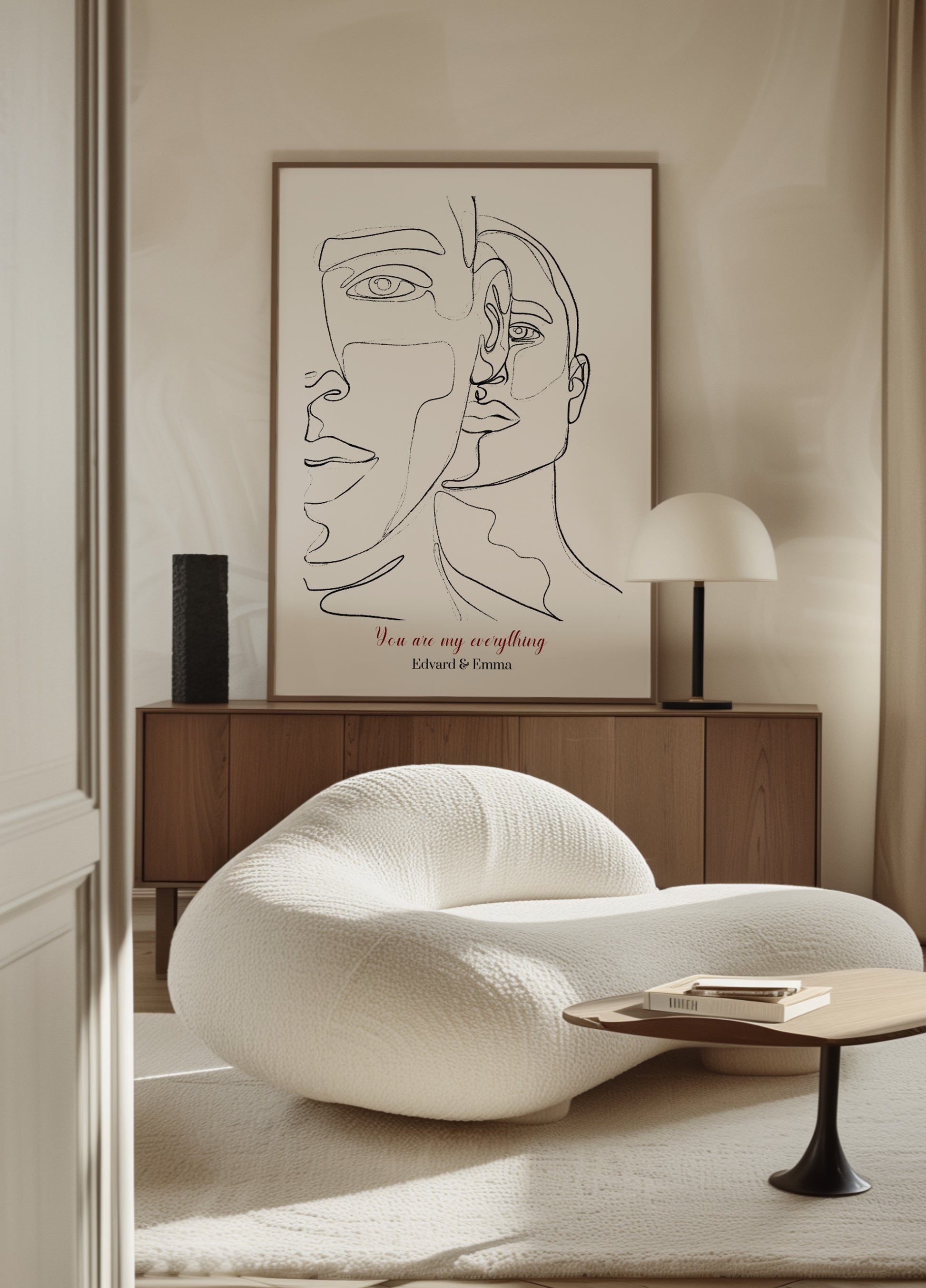 Minimalistisch koppelportret in lijntekeningen