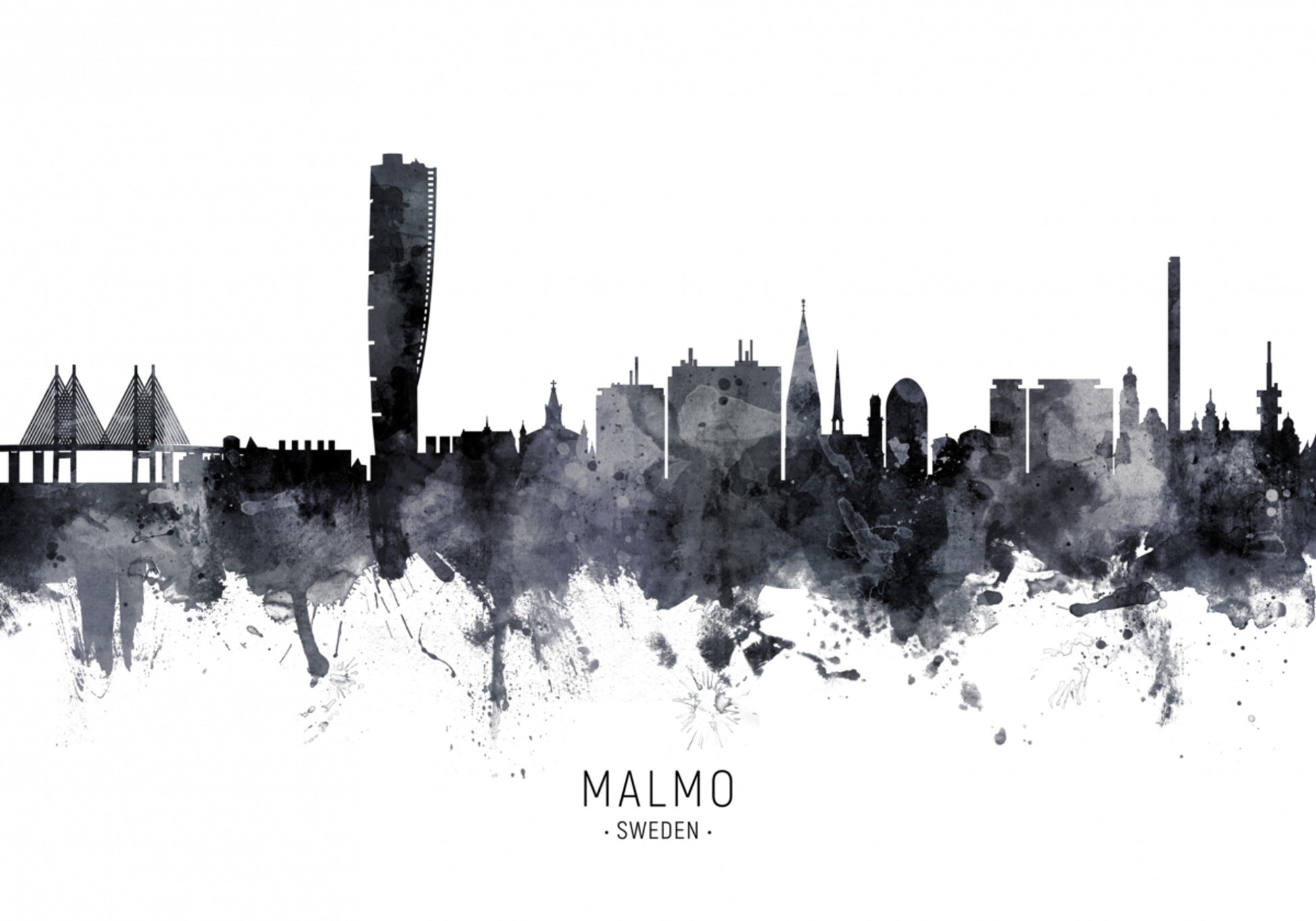 Malmö Skyline aquarel