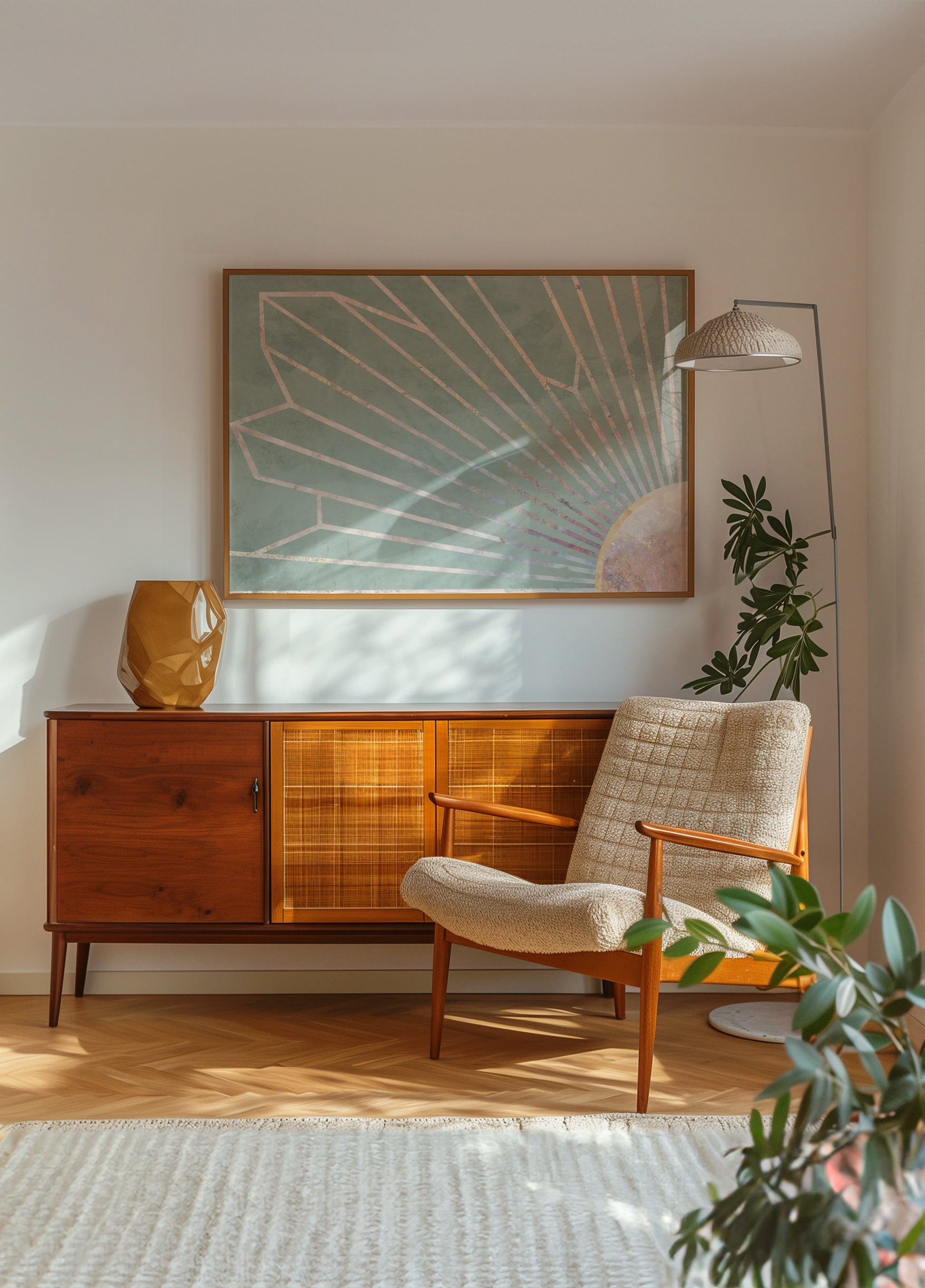 Elegante geometrische zonnestraal