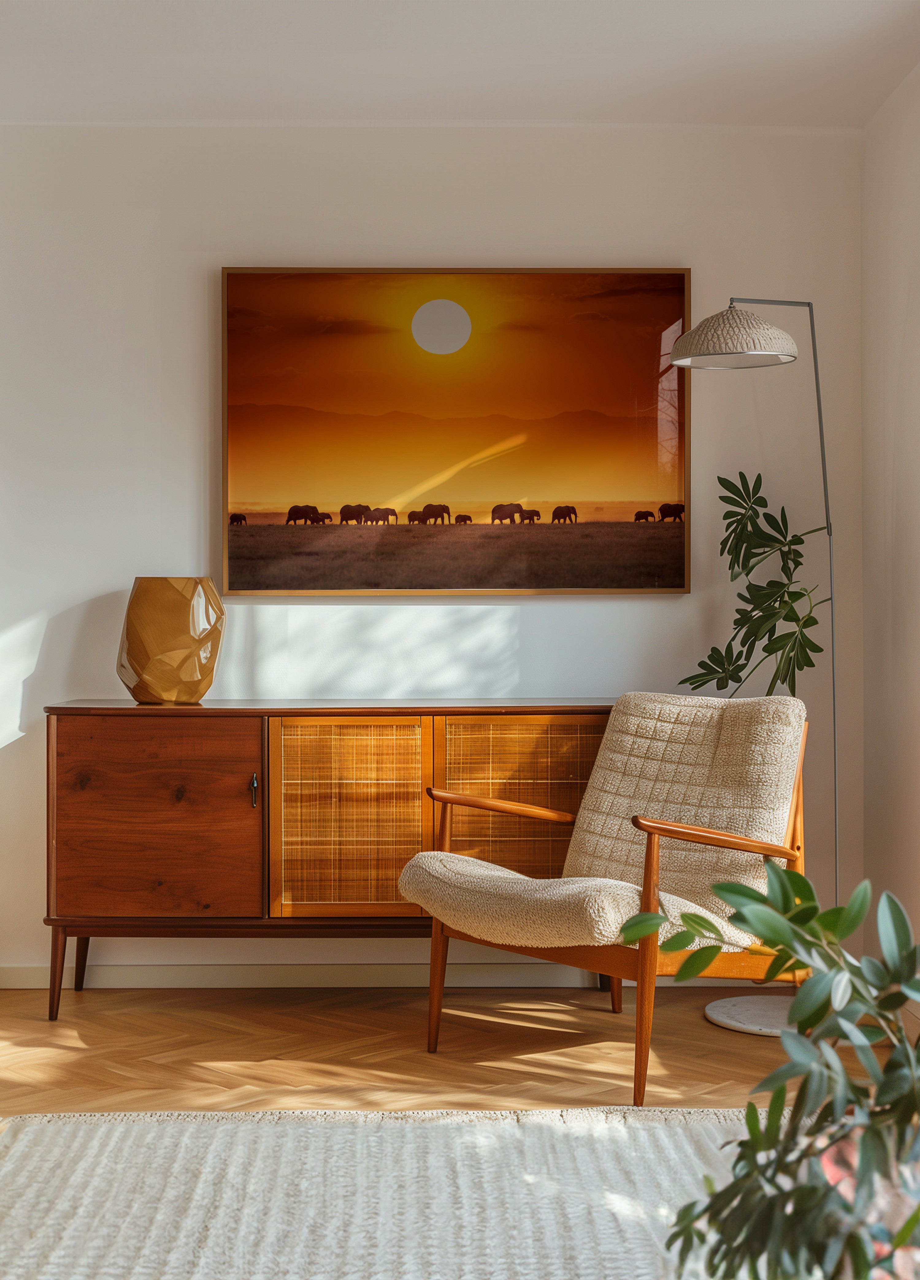Afrikaanse zonsondergangolifanten