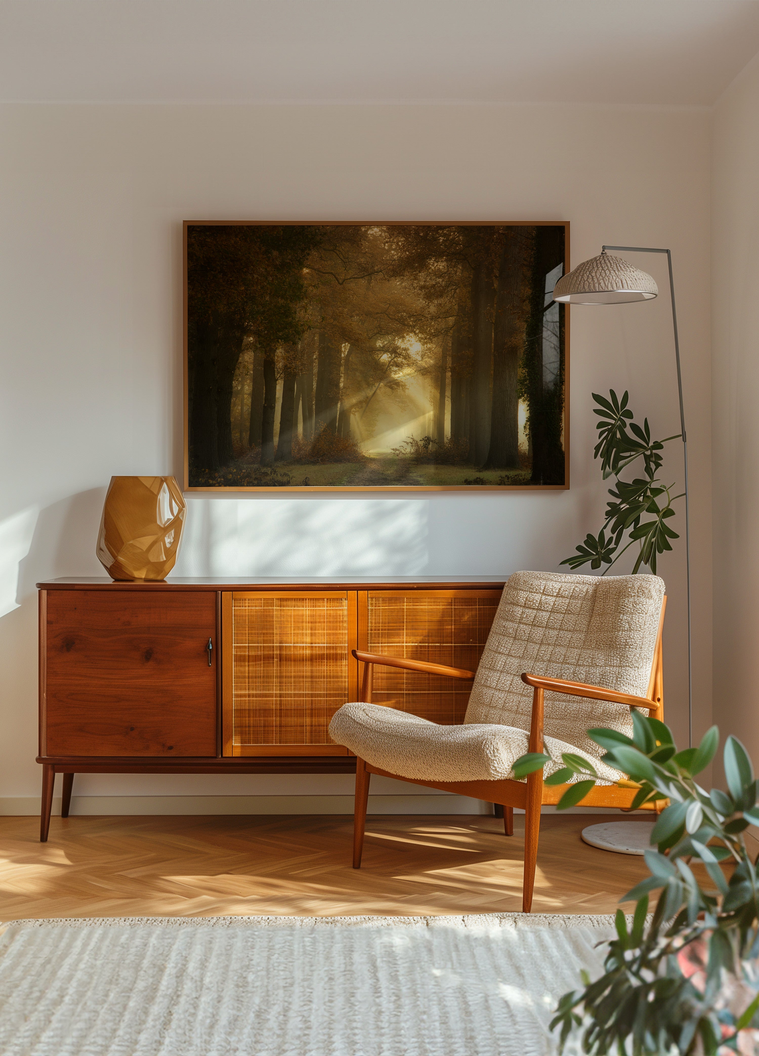 Gouden ochtend bospad
