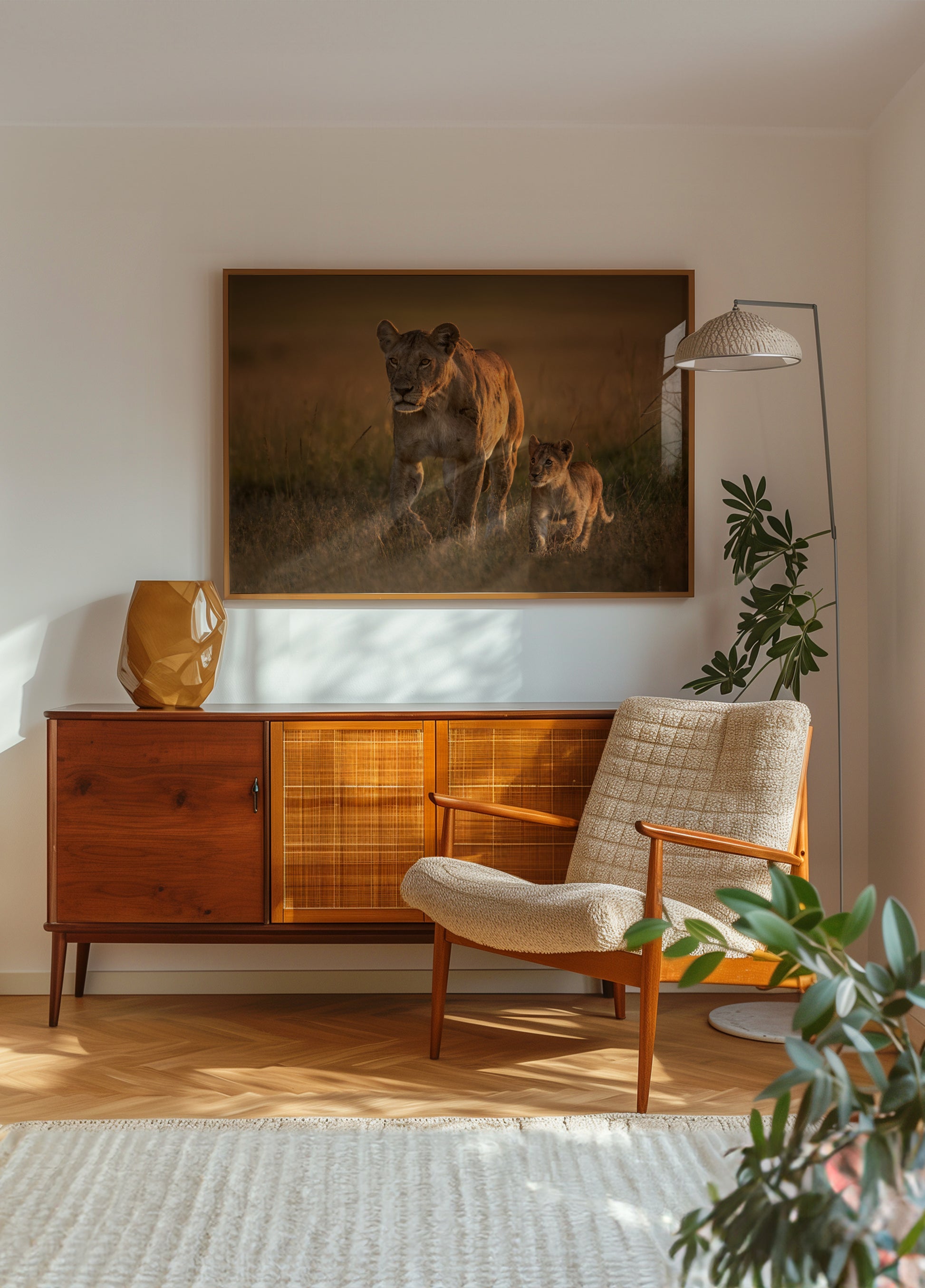 Gouden savanne leeuwenfamilie