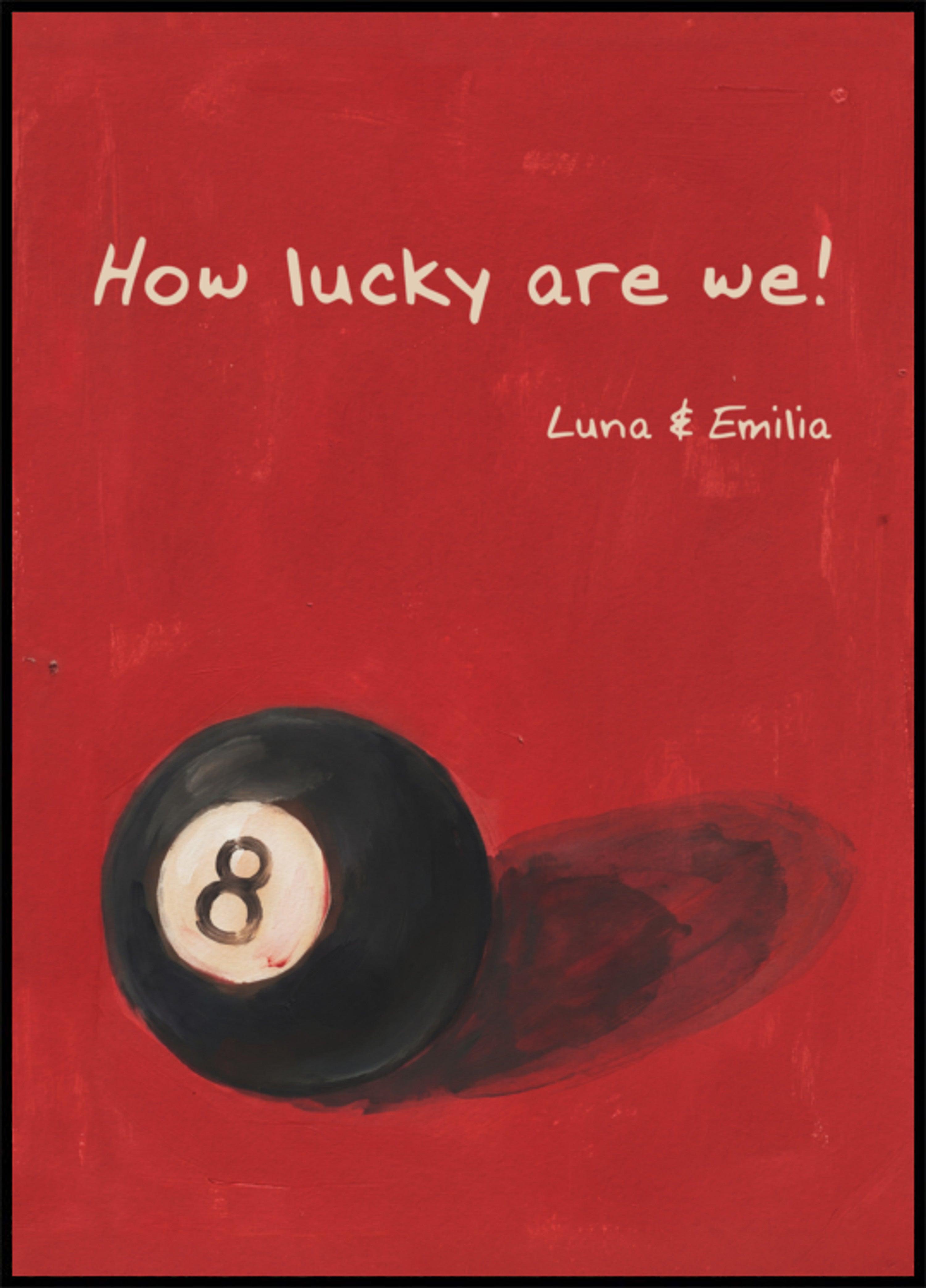 Vintage 8-ball poster hoe gelukkig we zijn
